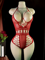 Red Open Chest Bodysuit