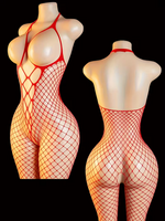 Red Open Breast Bodysuit