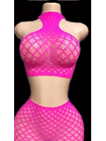 Pink High Neck Two Piece