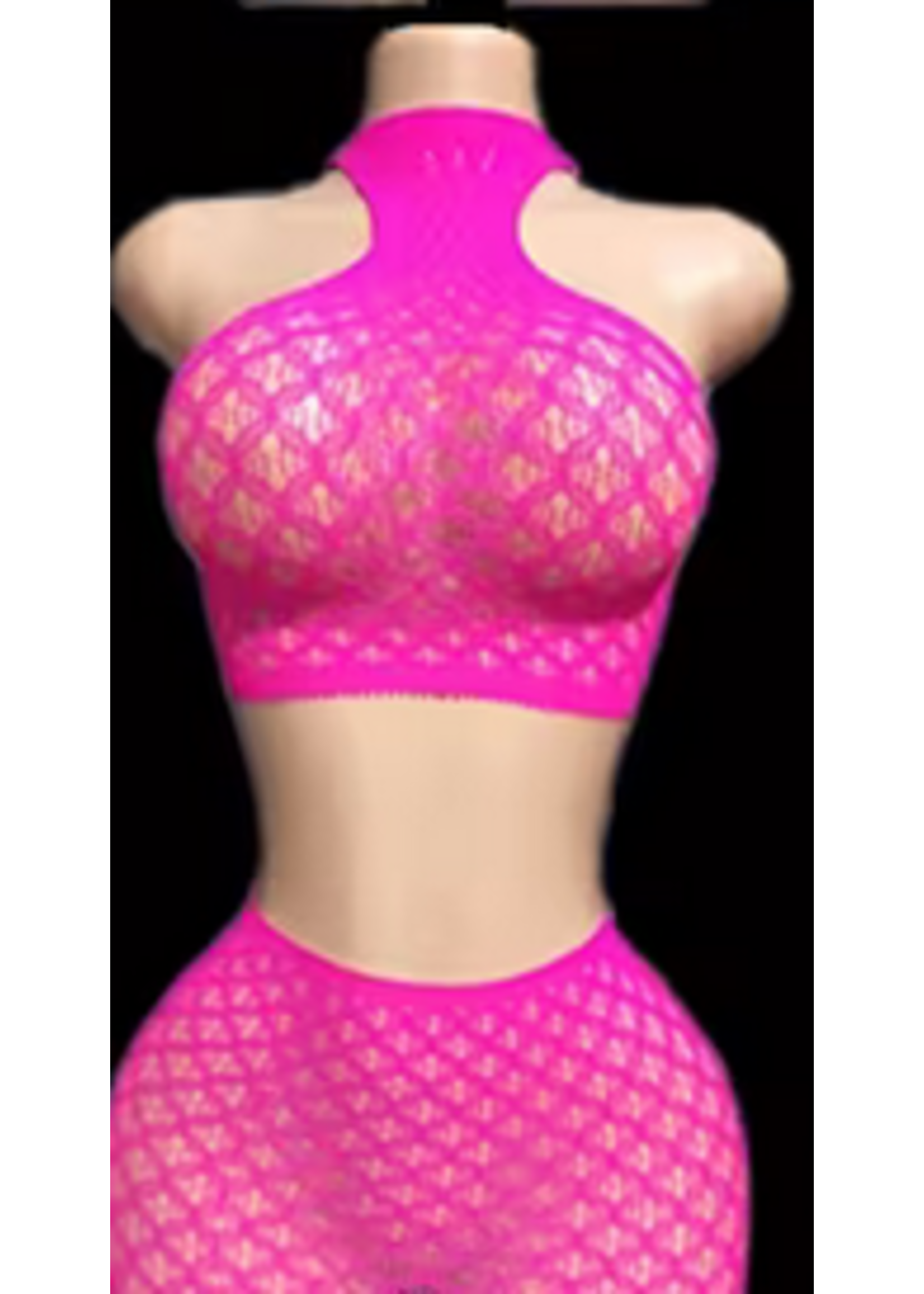 Pink High Neck Two Piece
