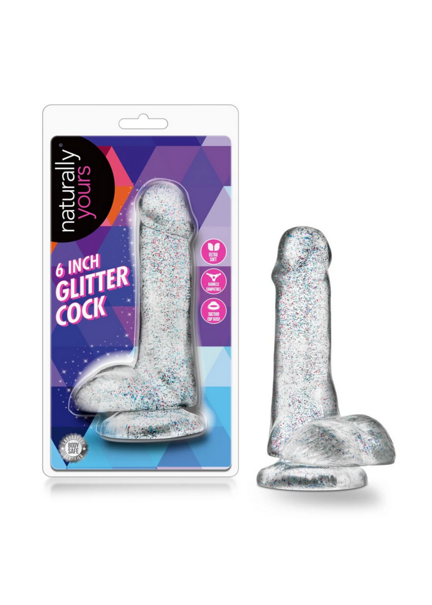 Blush Naturally Yours 6" Glitter Cock w Balls