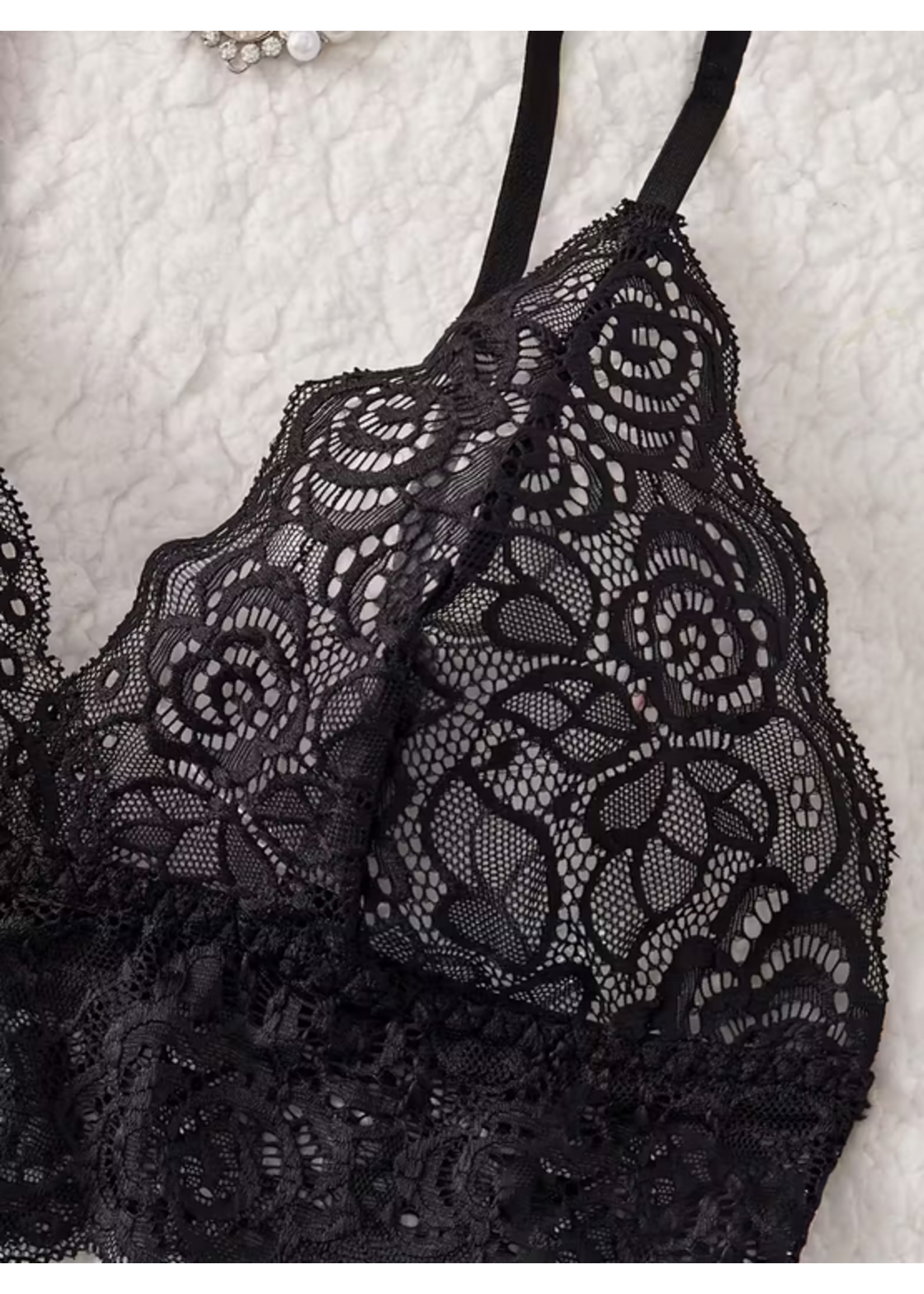Clearance Black Lace Robe Set