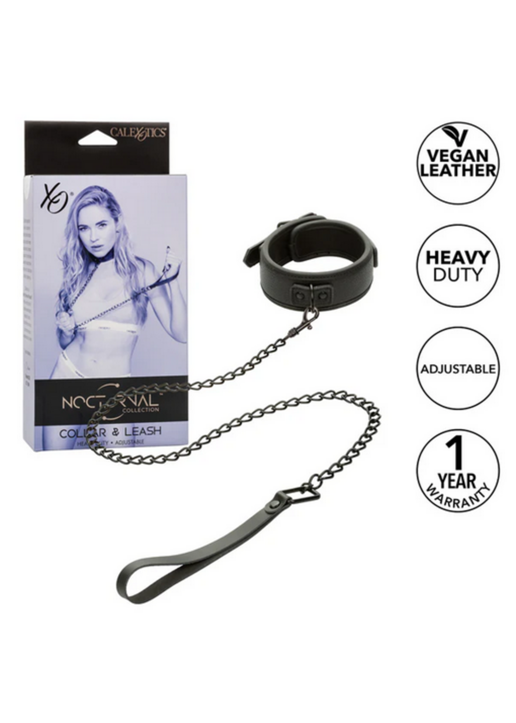 Calexotics Nocturnal Collection Collar & Leash - Black