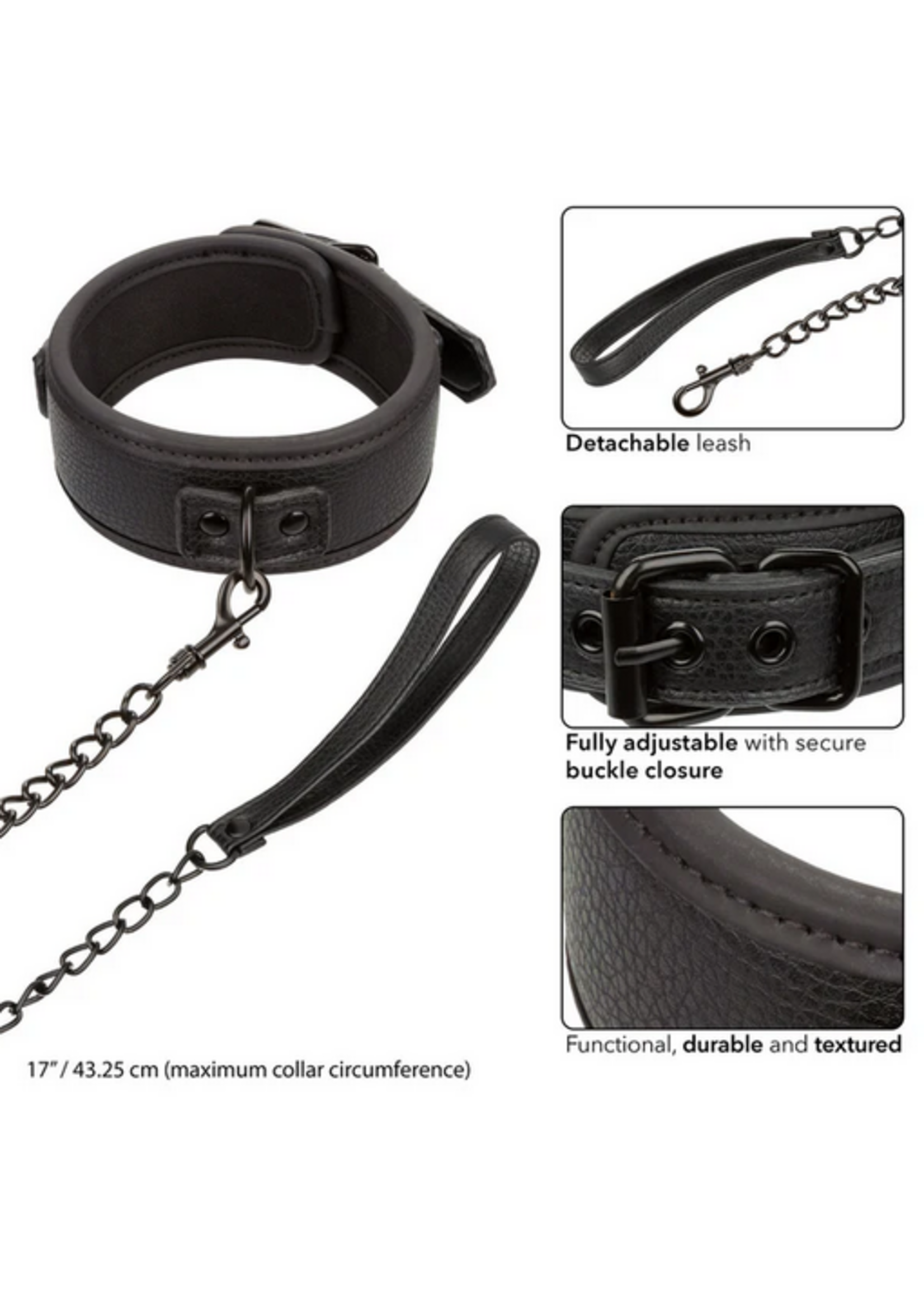 Calexotics Nocturnal Collection Collar & Leash - Black