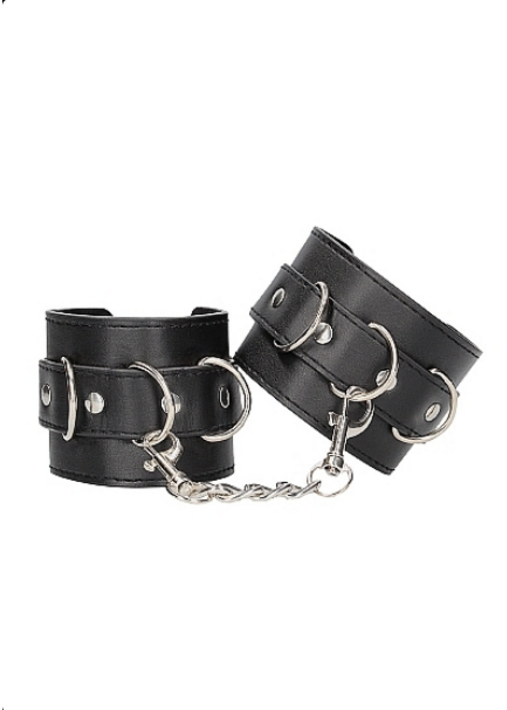 Ouch! Shots - Ouch! B&W - Bonded Leather Hand or Ankle Cuffs w Adjustable Straps