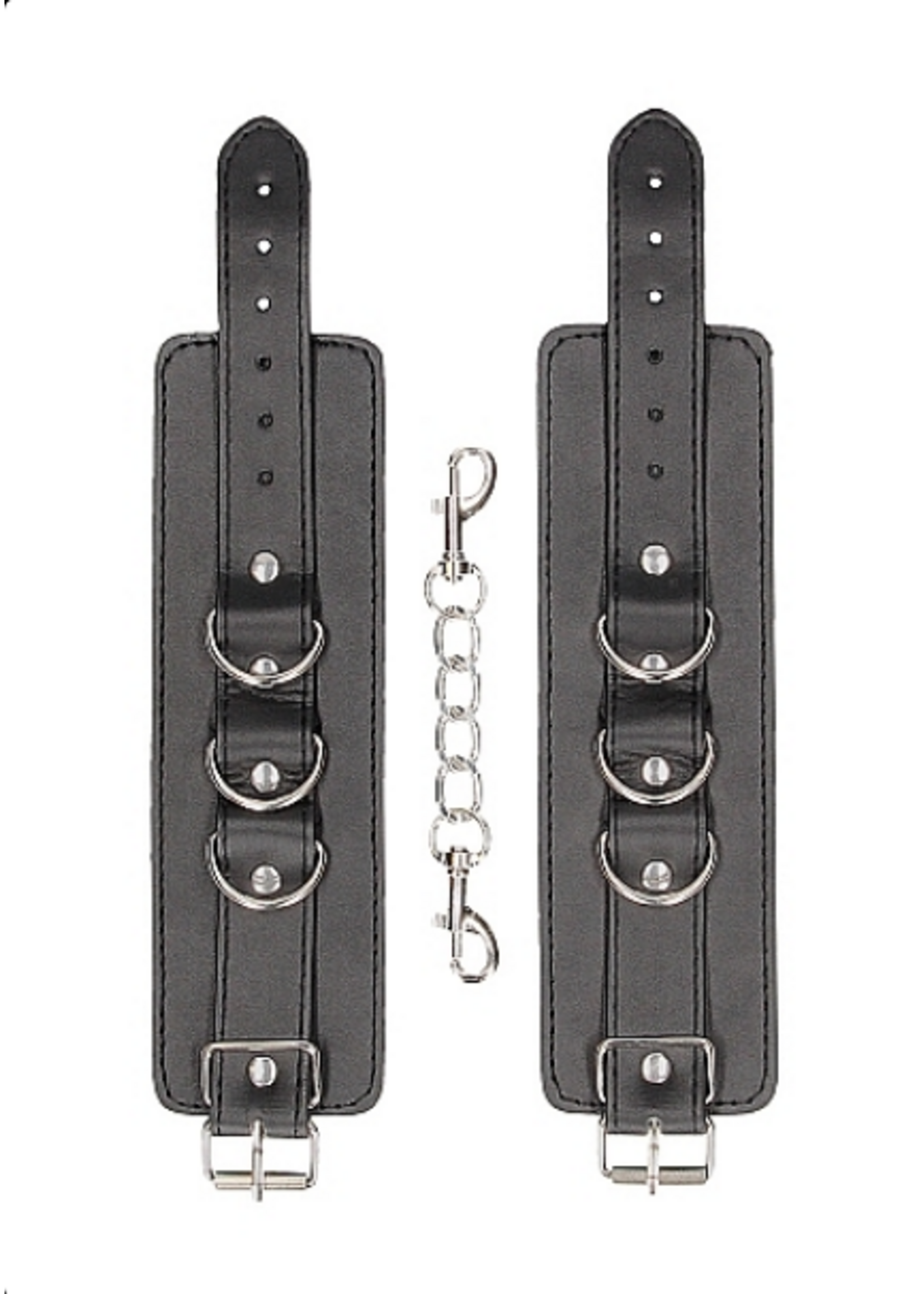 Ouch! Shots - Ouch! B&W - Bonded Leather Hand or Ankle Cuffs w Adjustable Straps