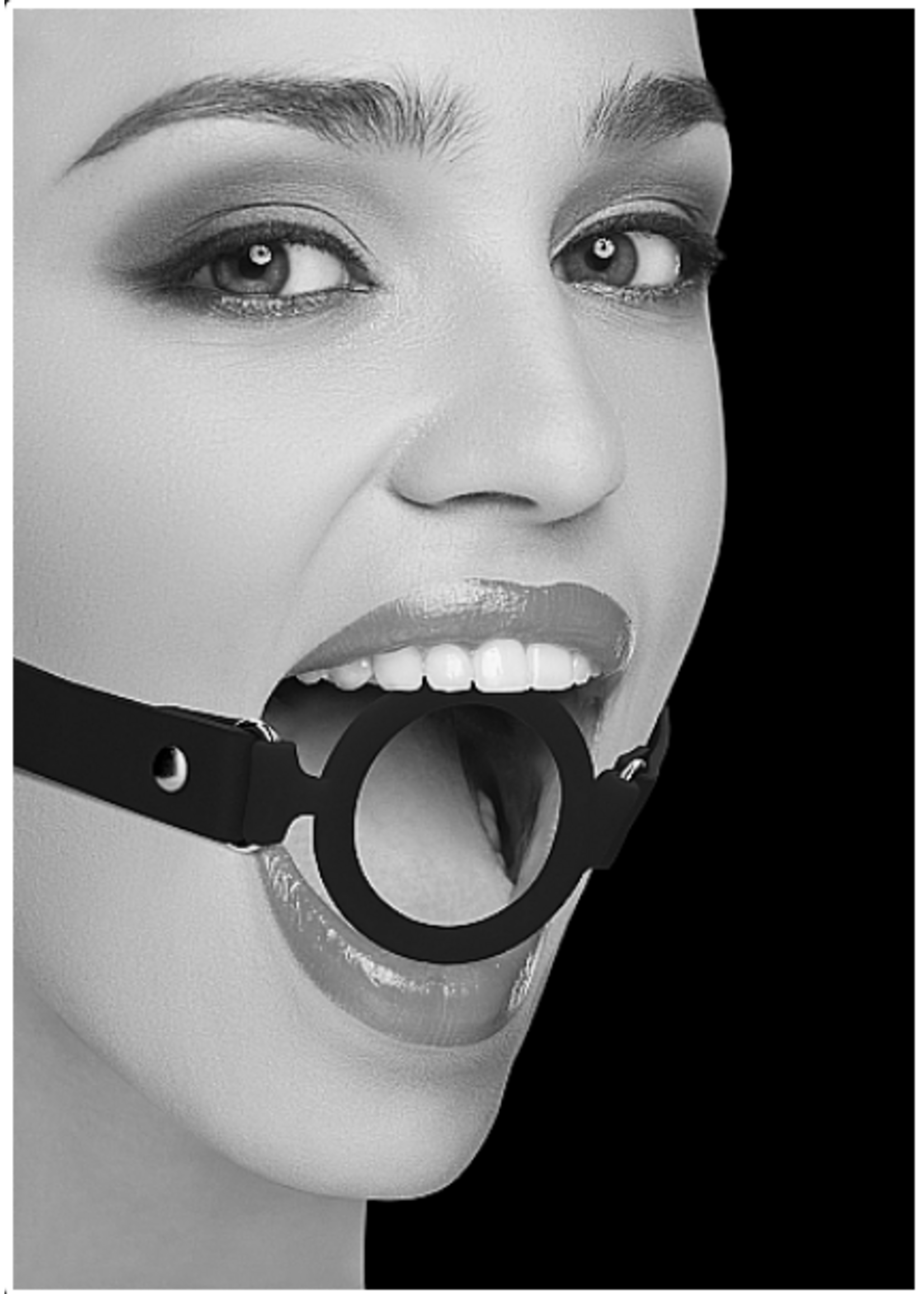 Ouch! Shots - Ouch! B&W - Silicone Ring Gag w Adjustable Bonded Leather Straps