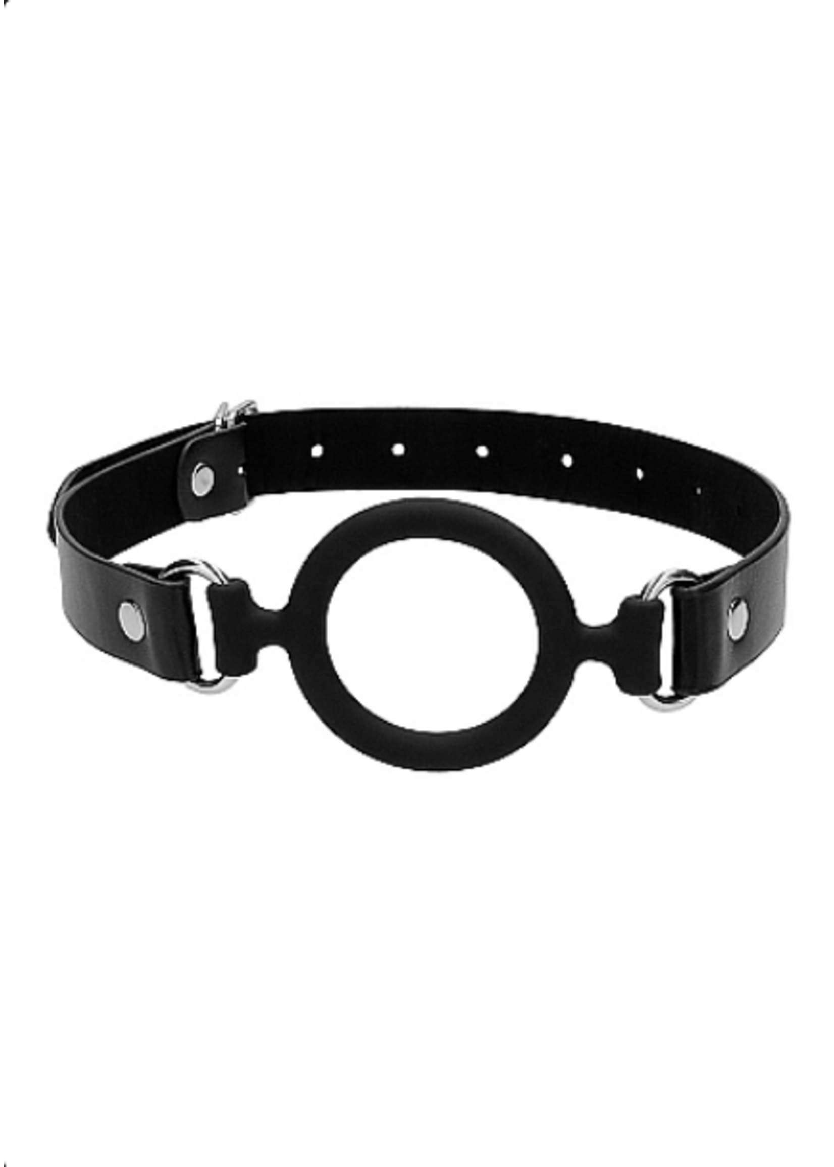 Ouch! Shots - Ouch! B&W - Silicone Ring Gag w Adjustable Bonded Leather Straps