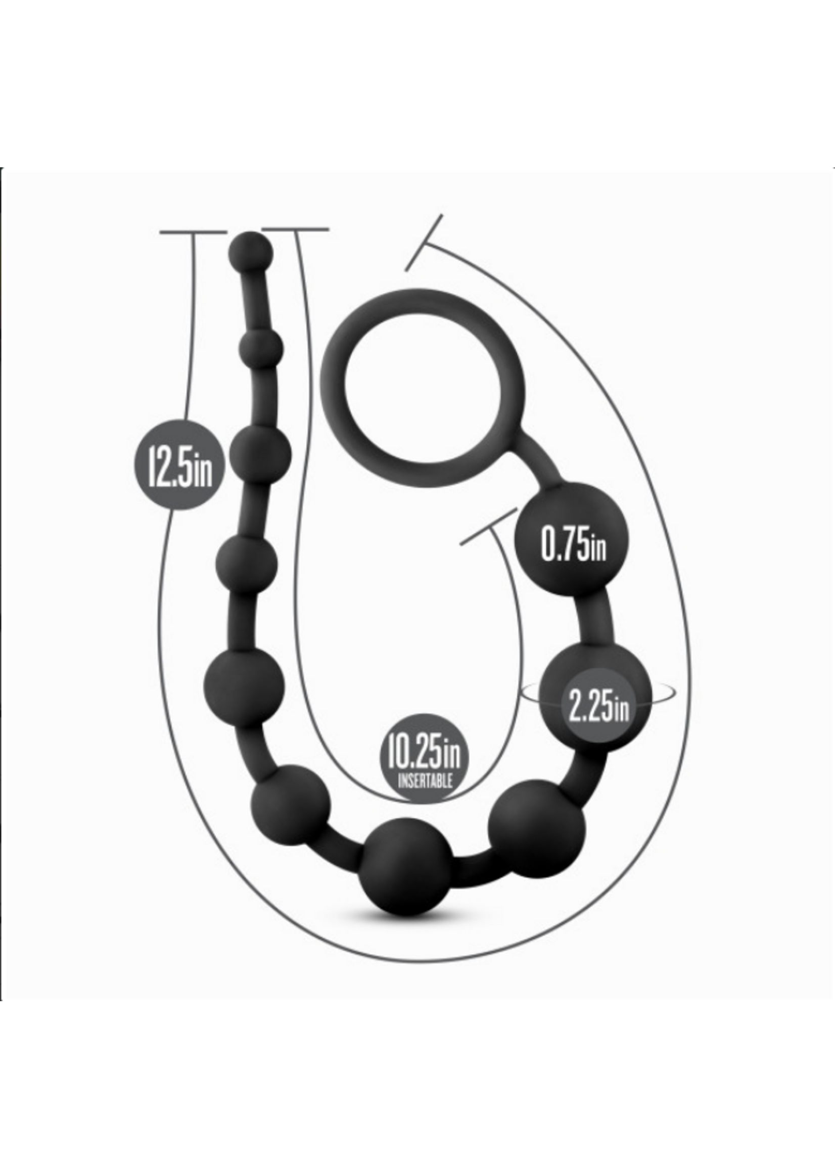 Blush Blush - Platinum - Silicone 10 Anal Beads - Black
