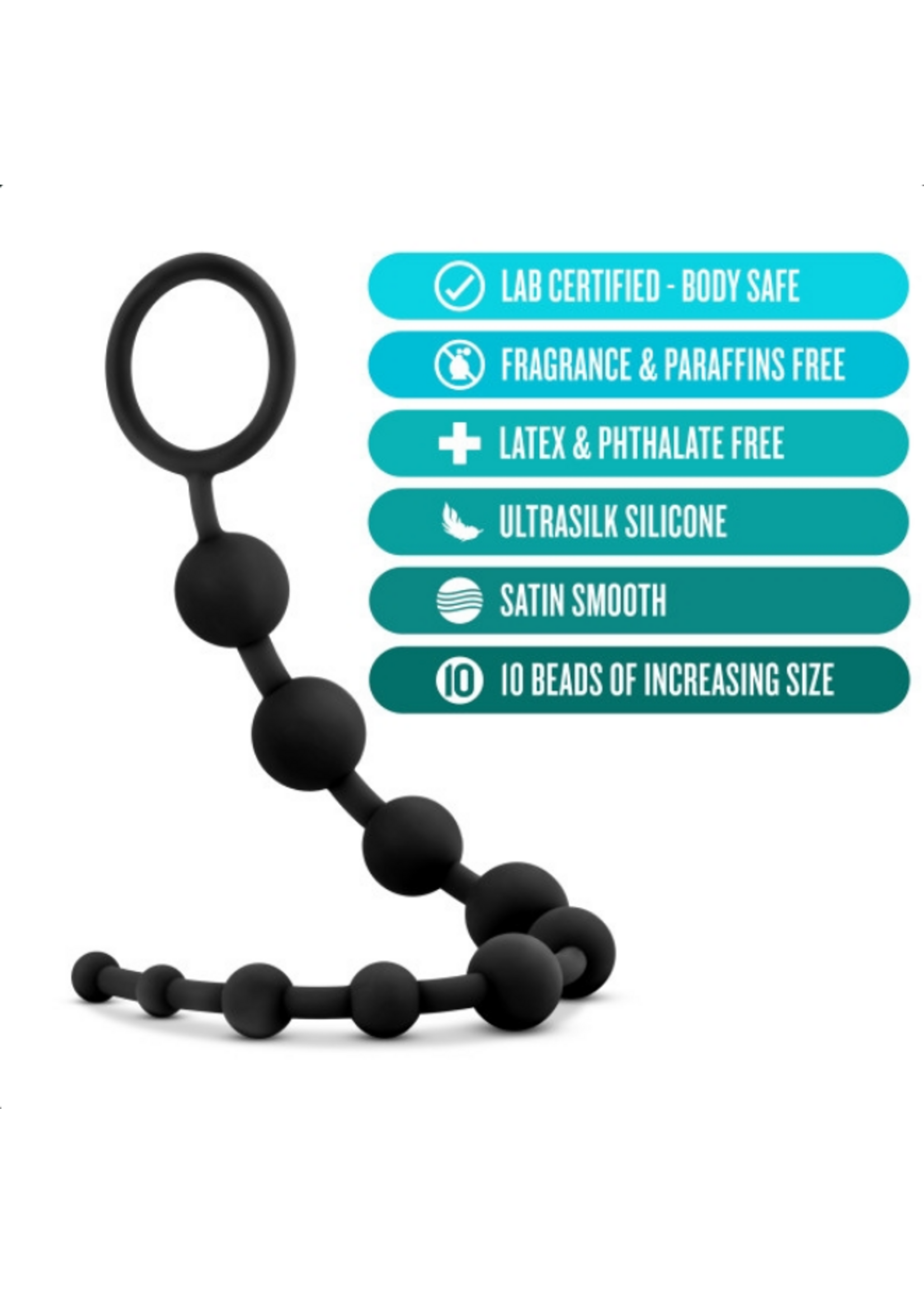 Blush Blush - Platinum - Silicone 10 Anal Beads - Black