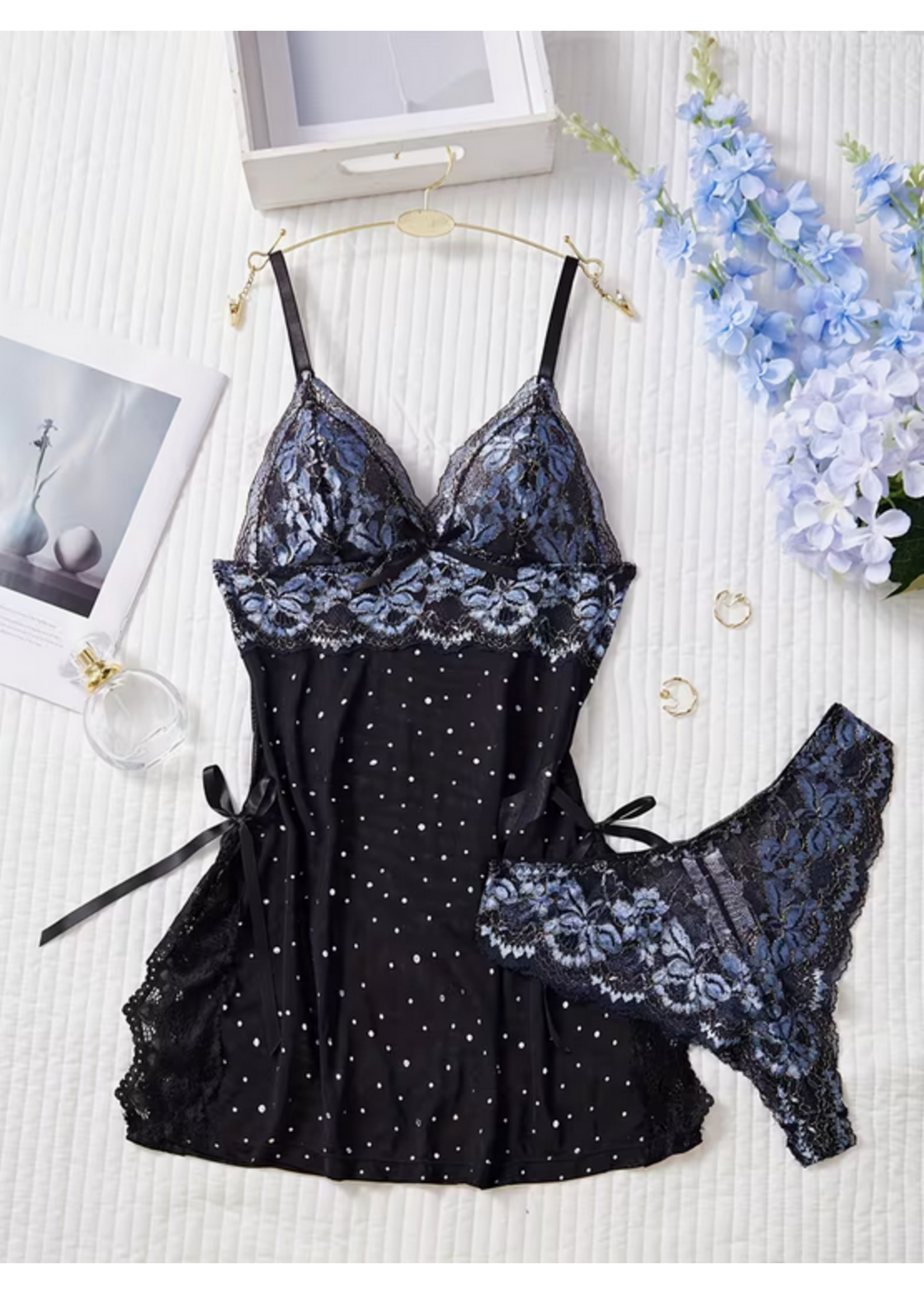 Midnight Stardust Lace Set