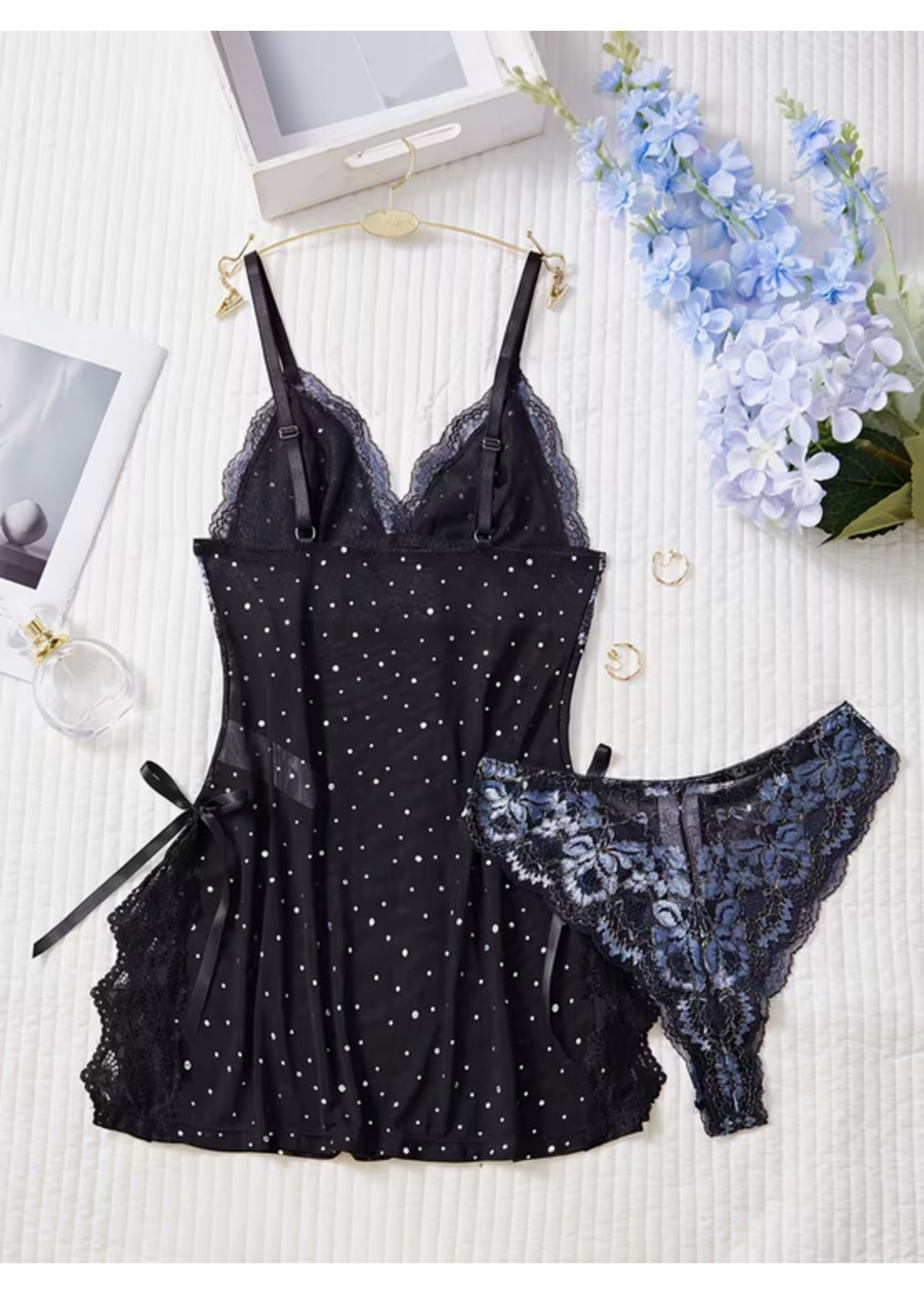 Midnight Stardust Lace Set
