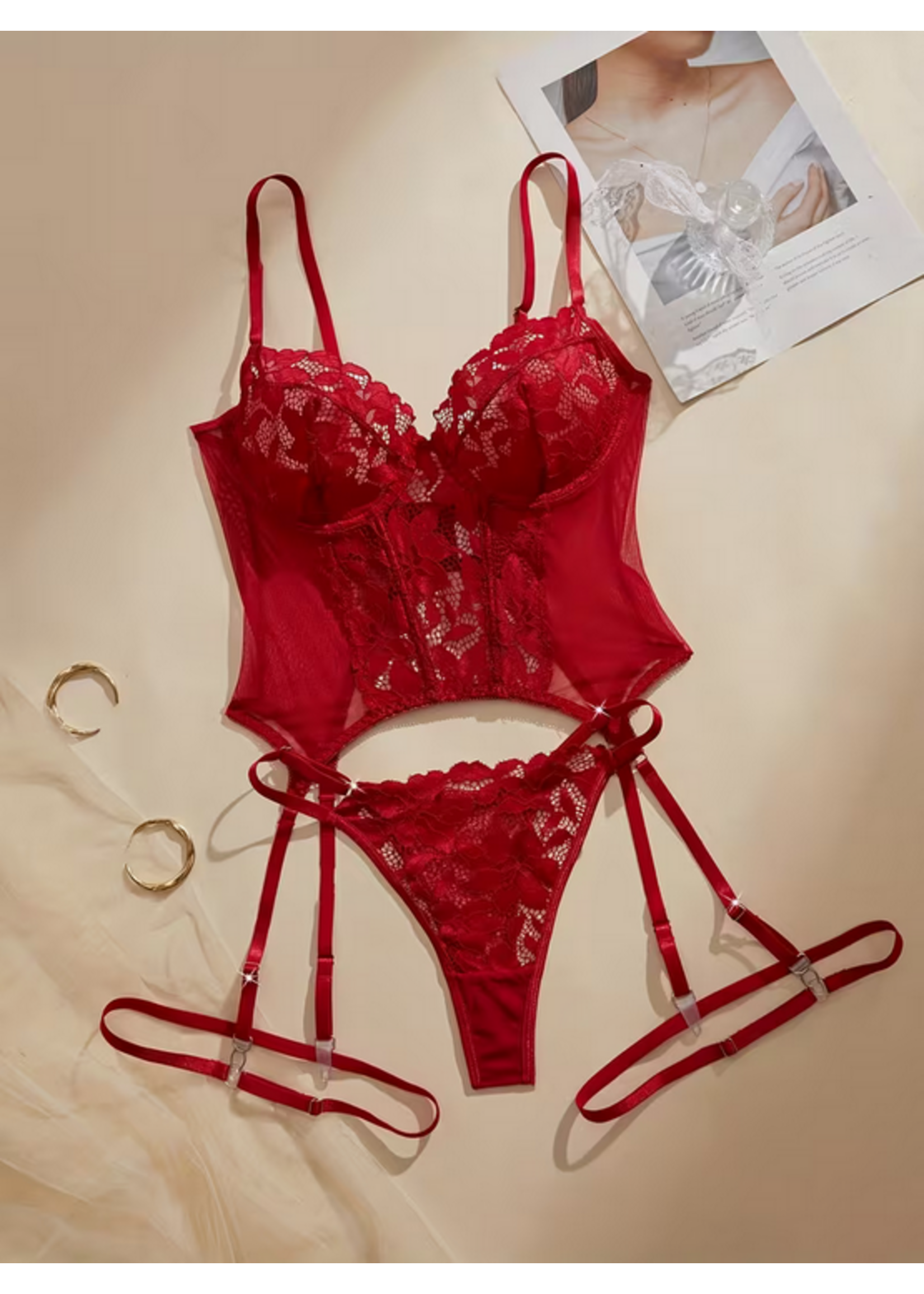 Crimson Temptation Garter Set