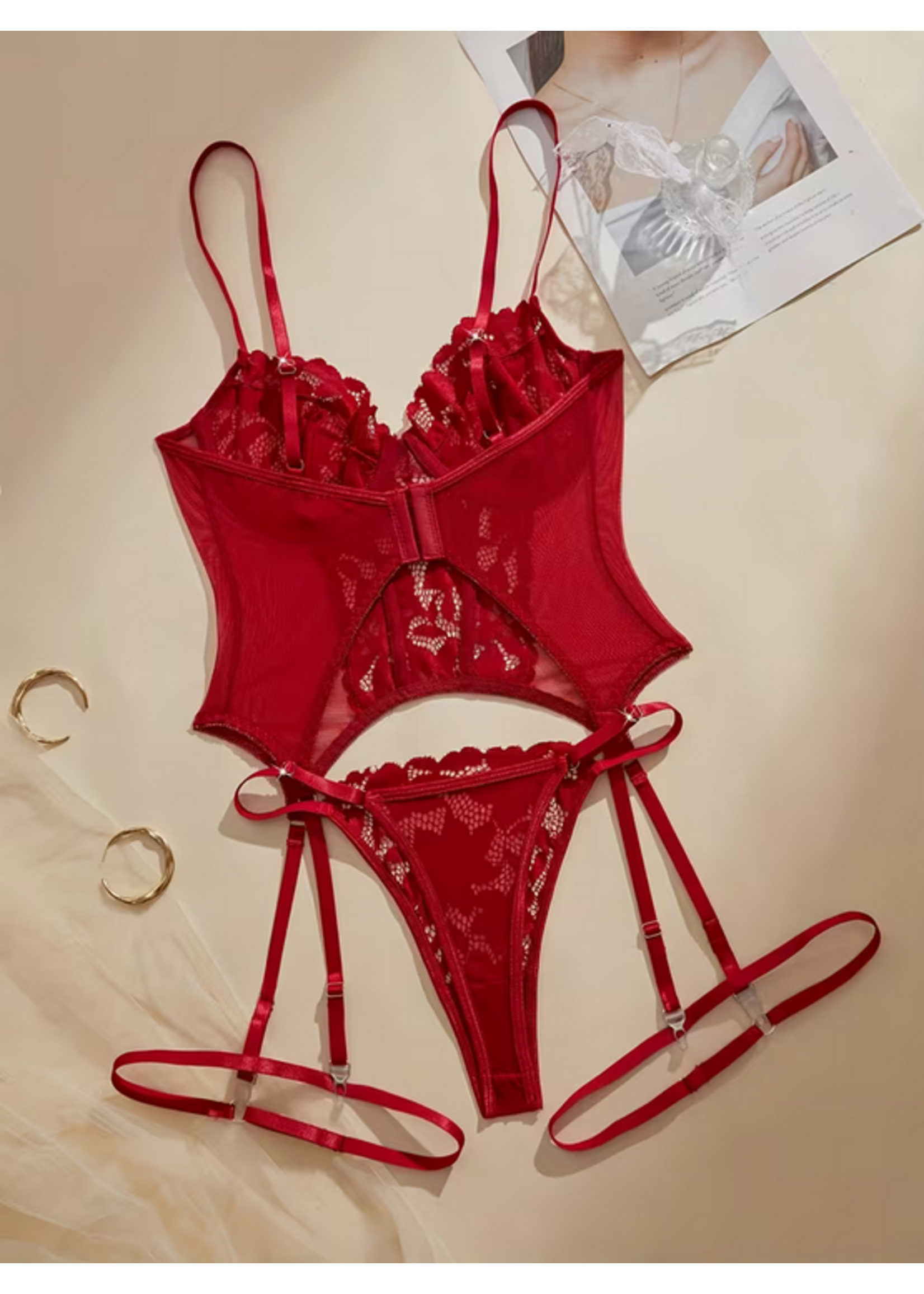 Crimson Temptation Garter Set