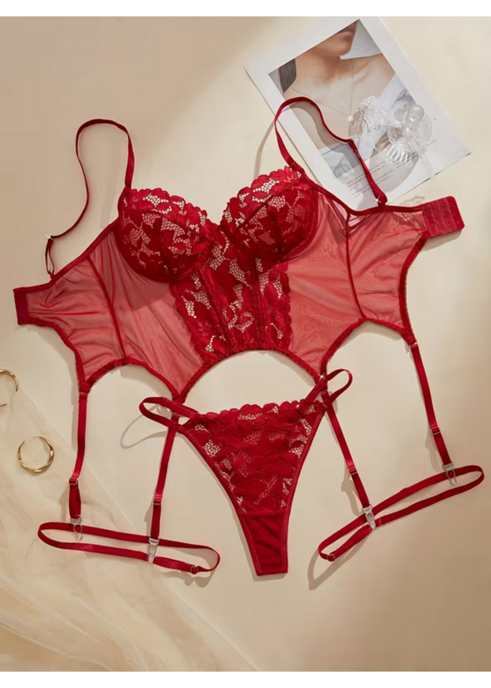 Crimson Temptation Garter Set