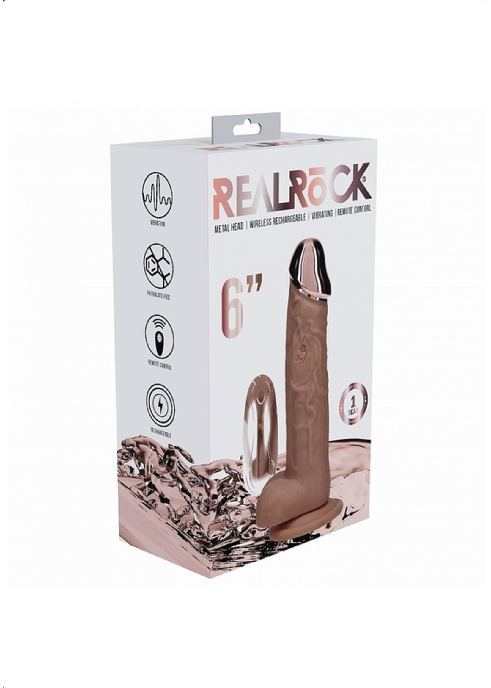 Shots Toys Shots - RealRock - Metalhead - Regular Straight with Balls 6" - Tan