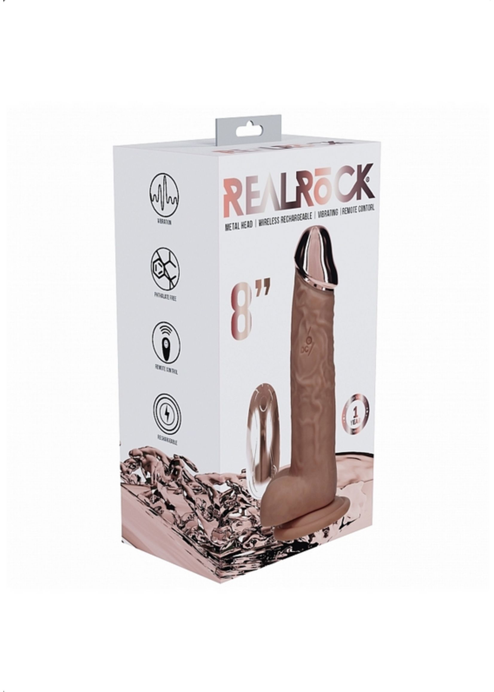 Shots Toys Shots - RealRock - Metalhead - Regular Straight with Balls 8" - Tan