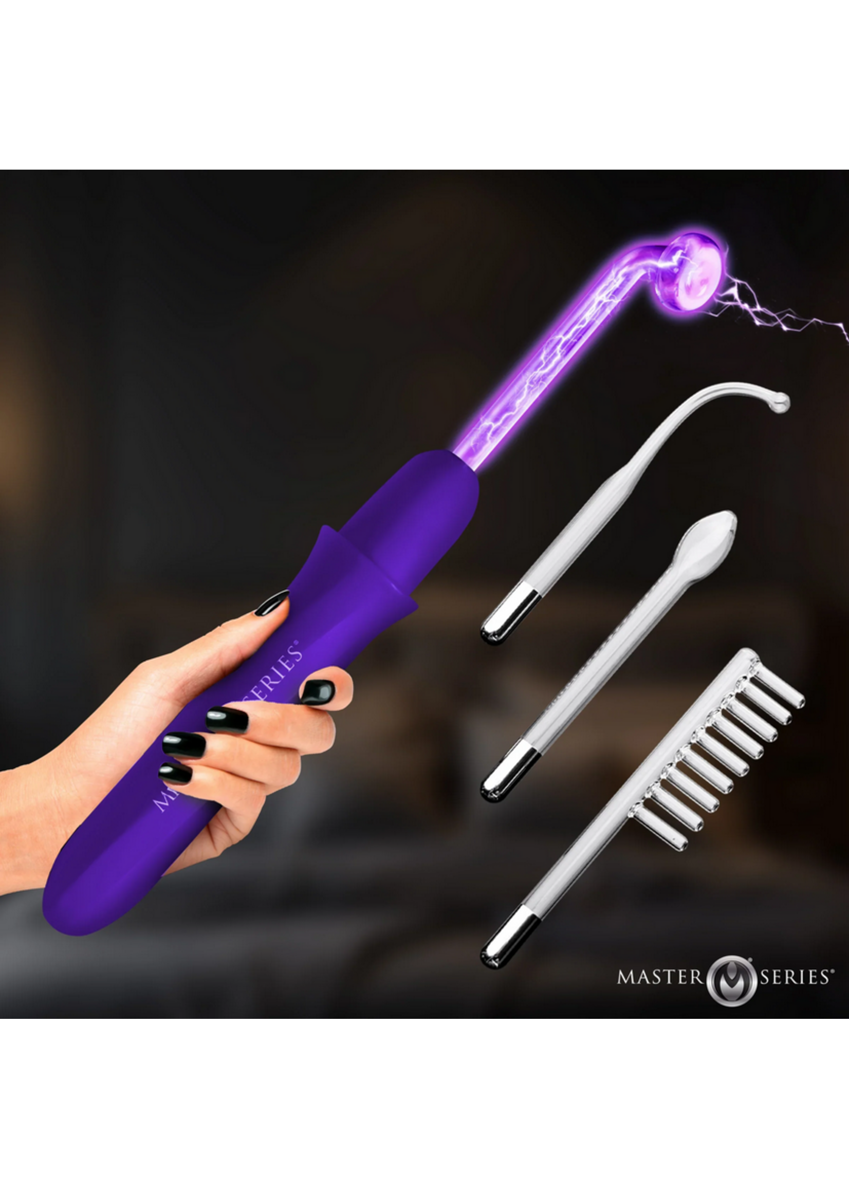 Master Series Elektrawand Rechargeable Violet Wand with Attachments - Purple