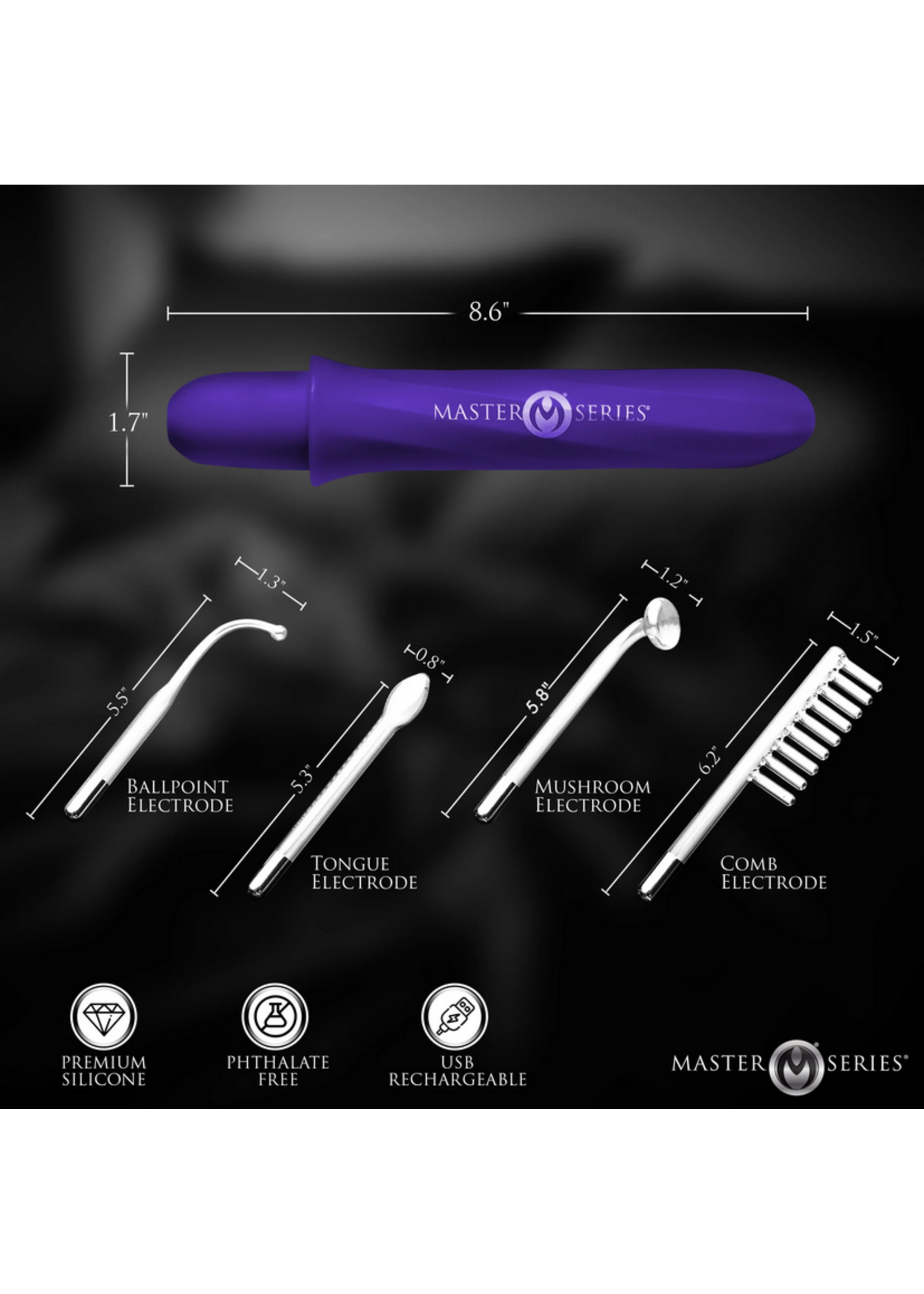 Master Series Elektrawand Rechargeable Violet Wand with Attachments - Purple