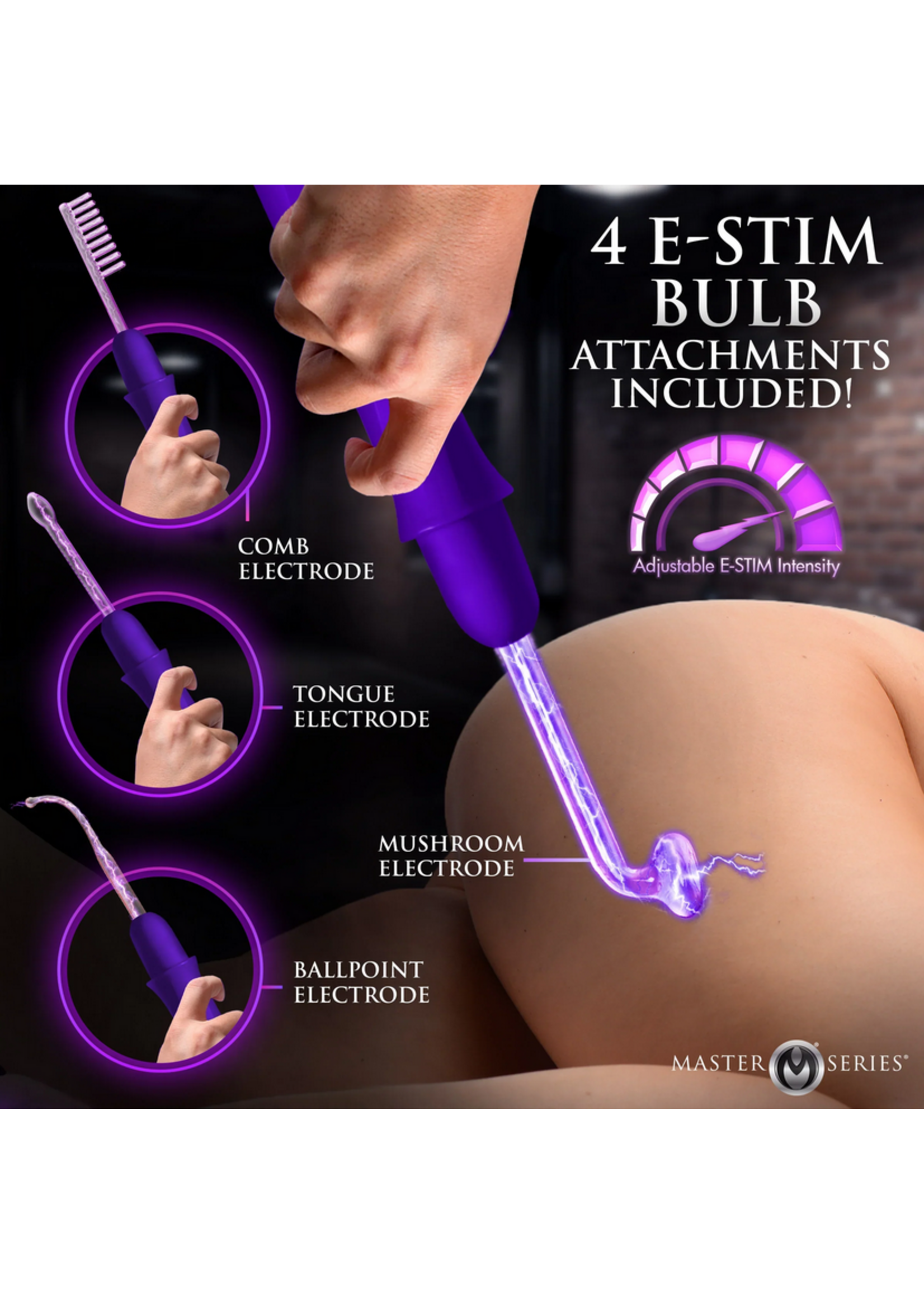 Master Series Elektrawand Rechargeable Violet Wand with Attachments - Purple