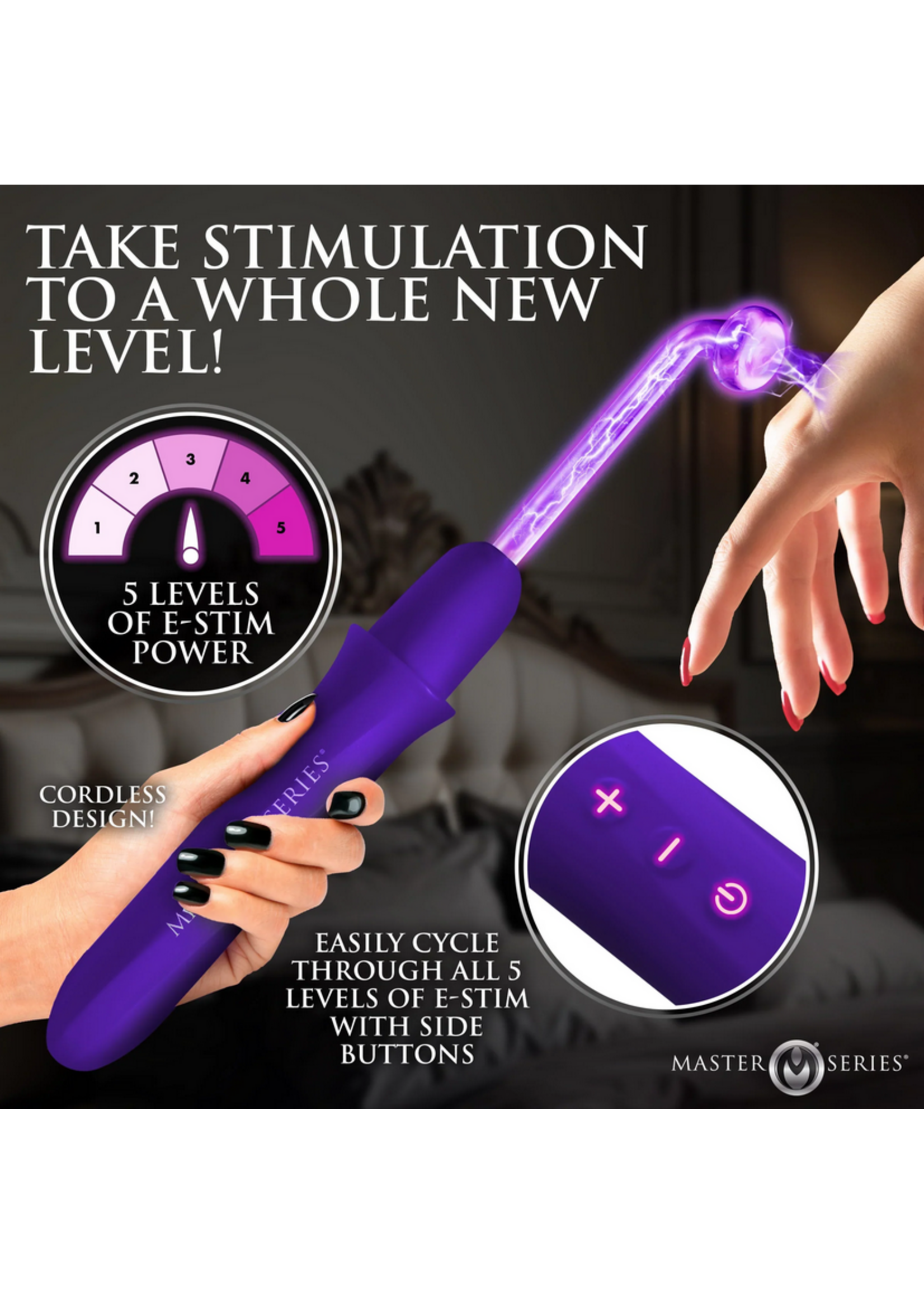 Master Series Elektrawand Rechargeable Violet Wand with Attachments - Purple