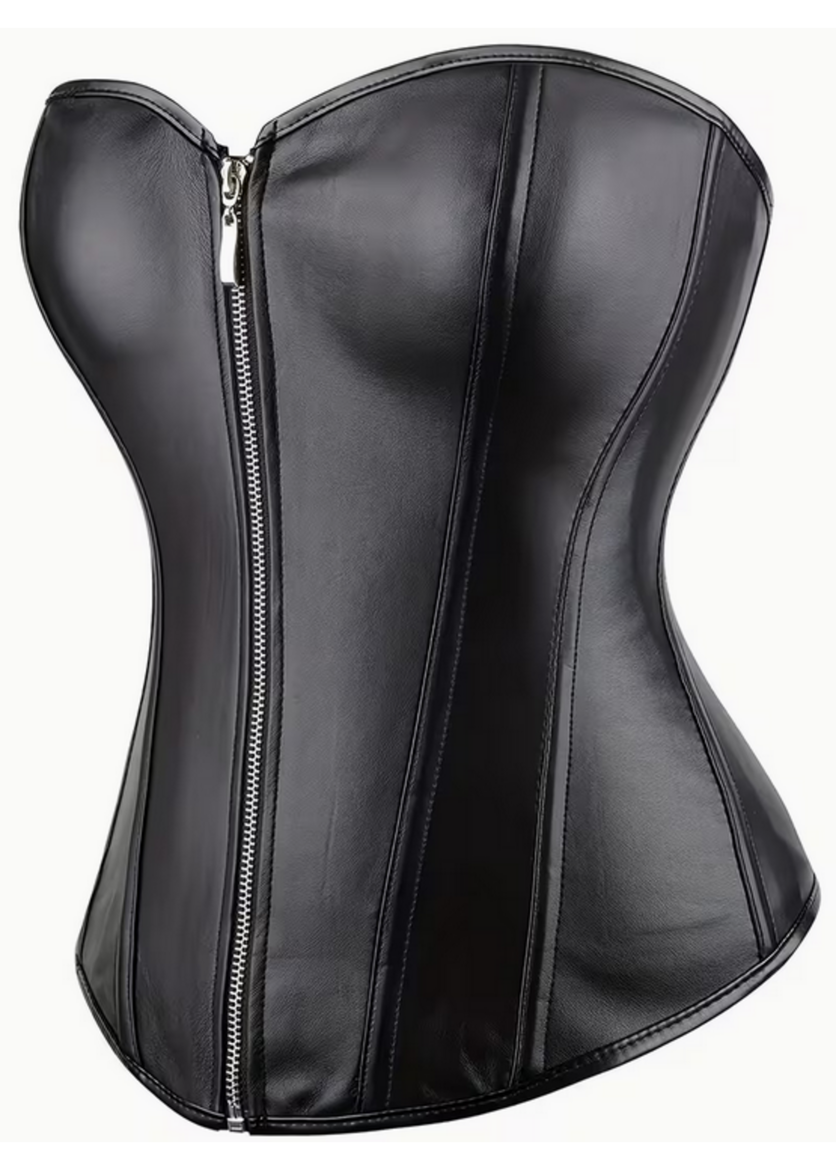 Black Soft Faux Leather PU Corset