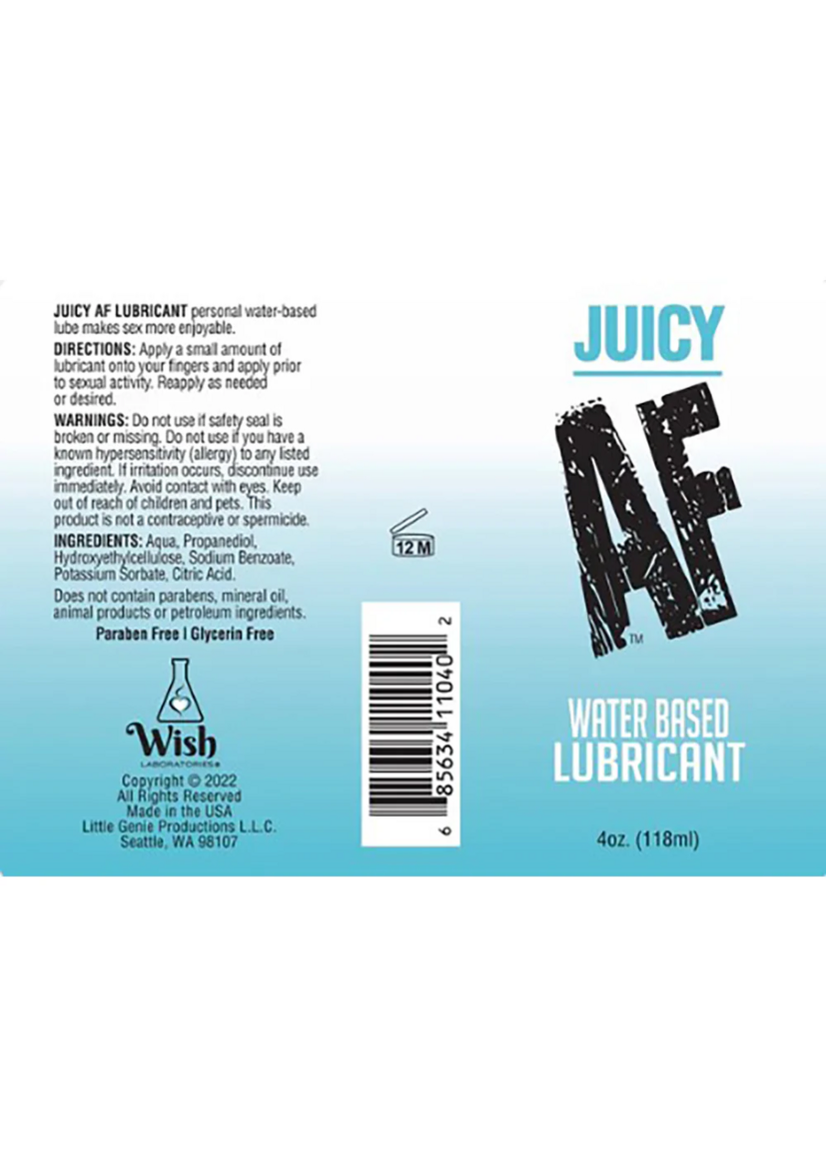 Little Genie Productions Juicy AF Water-Based Lubricant 4oz