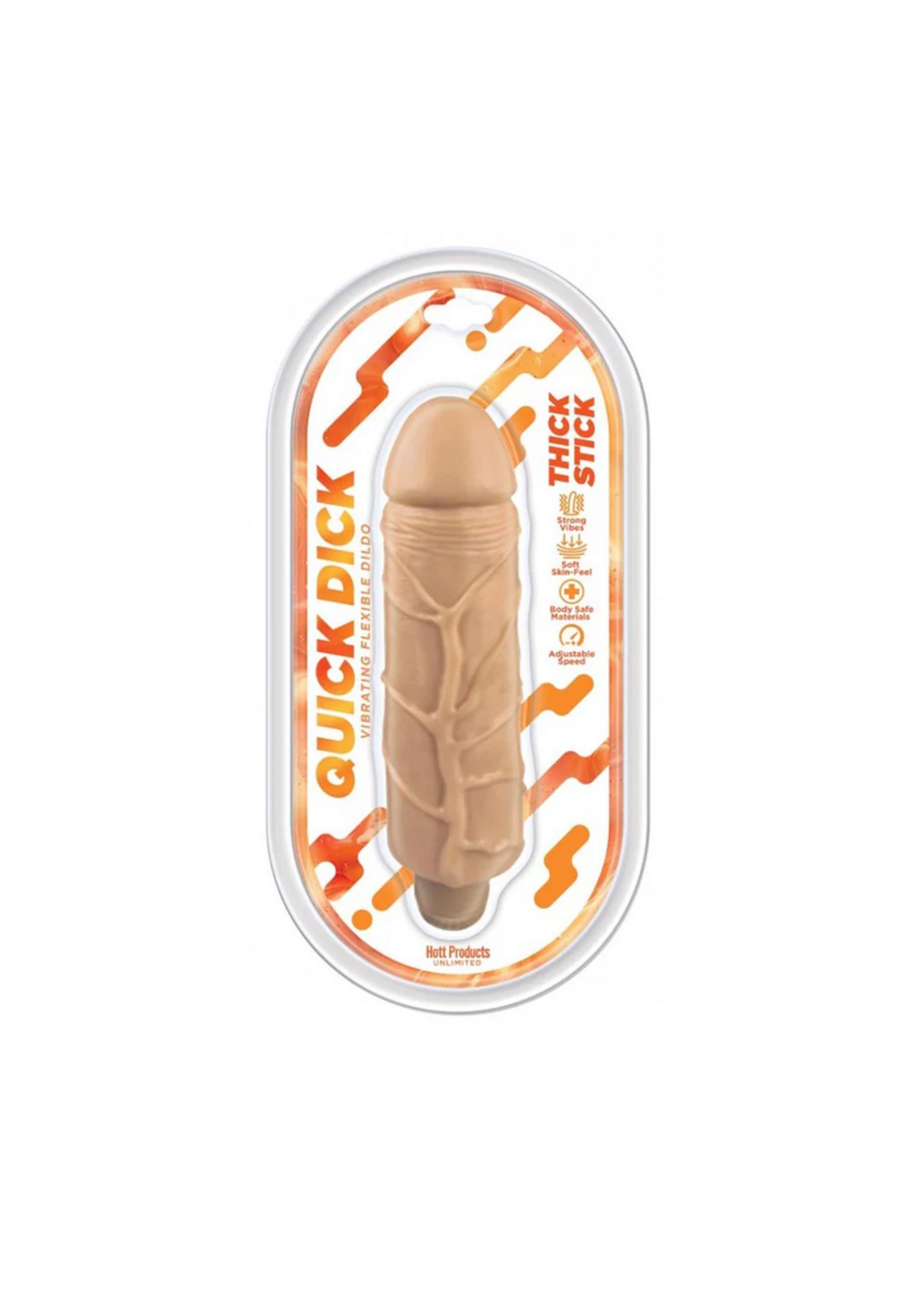 Hott Products Quick Dick - Thick Stick -Vibrating Flex Dildo - 5"