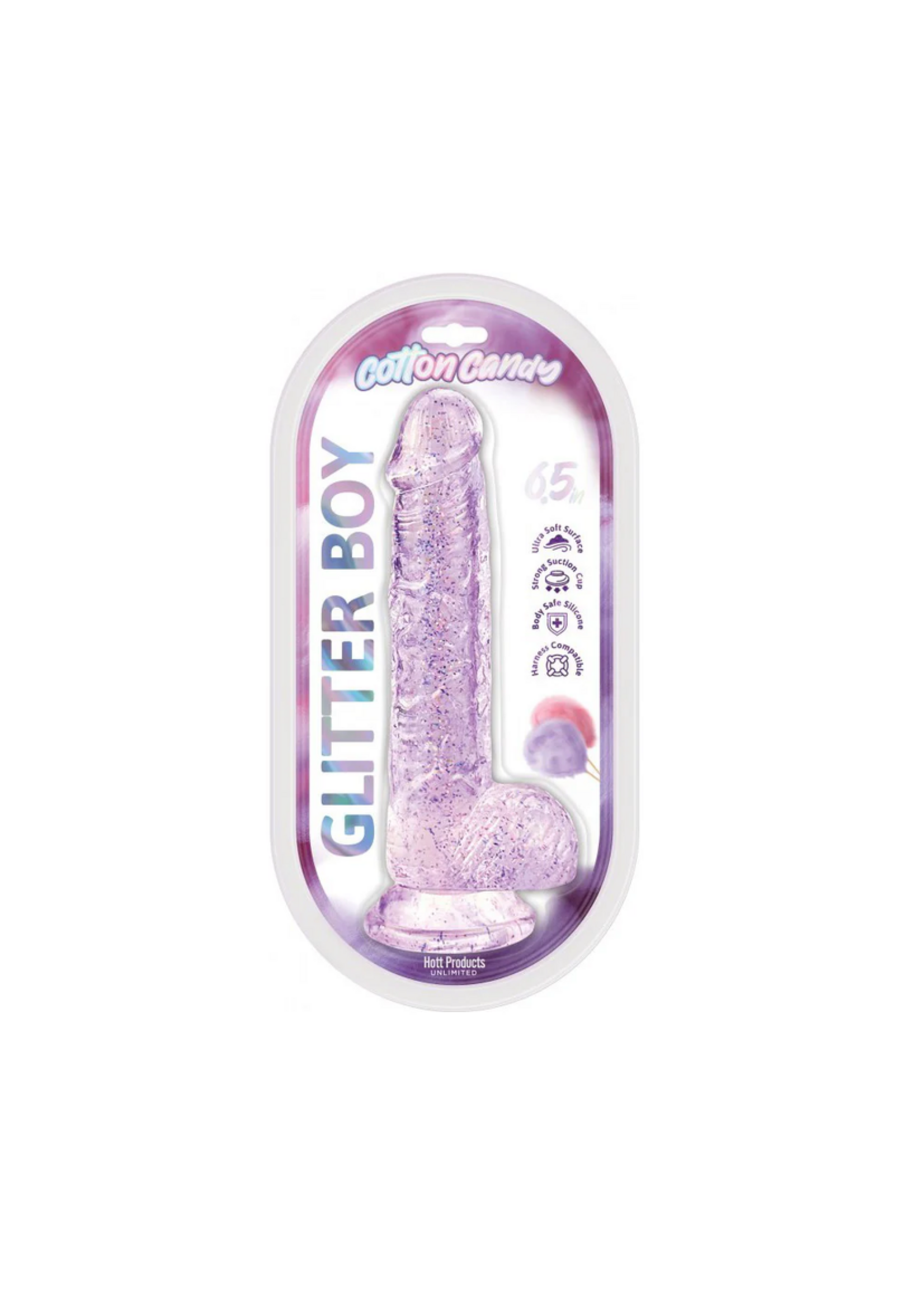 Hott Products Cotton Candy - Glitter Boy 7" Suction Cup Dildo pink