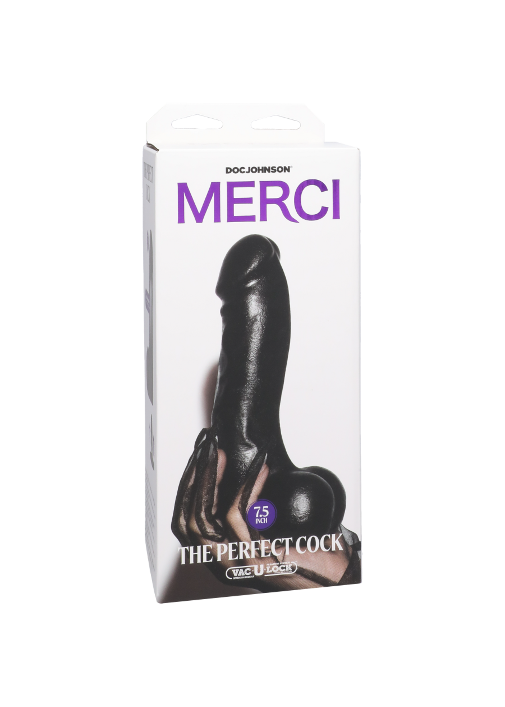 DocJohnson Merci - The Perfect Cock 7.5" with Removable Vac-U-Lock Suction Cup - Black