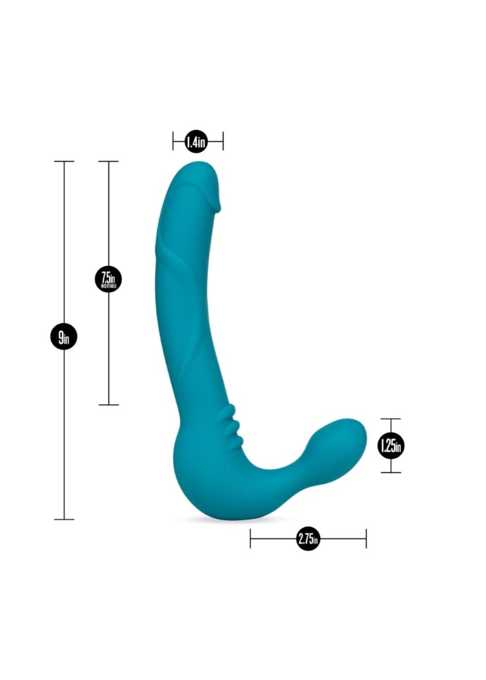 Temptasia Blush - Temptasia - Luna - Strapless Silicone Dildo - Teal