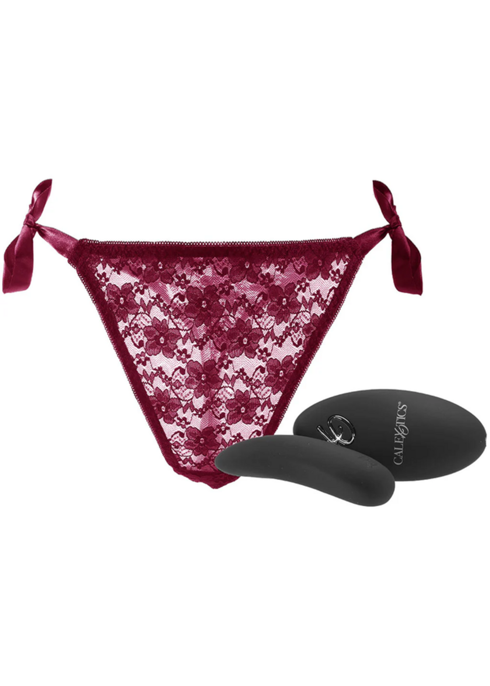 Calexotics Remote Control Burgundy Lace Thong & Vibe Set in OS