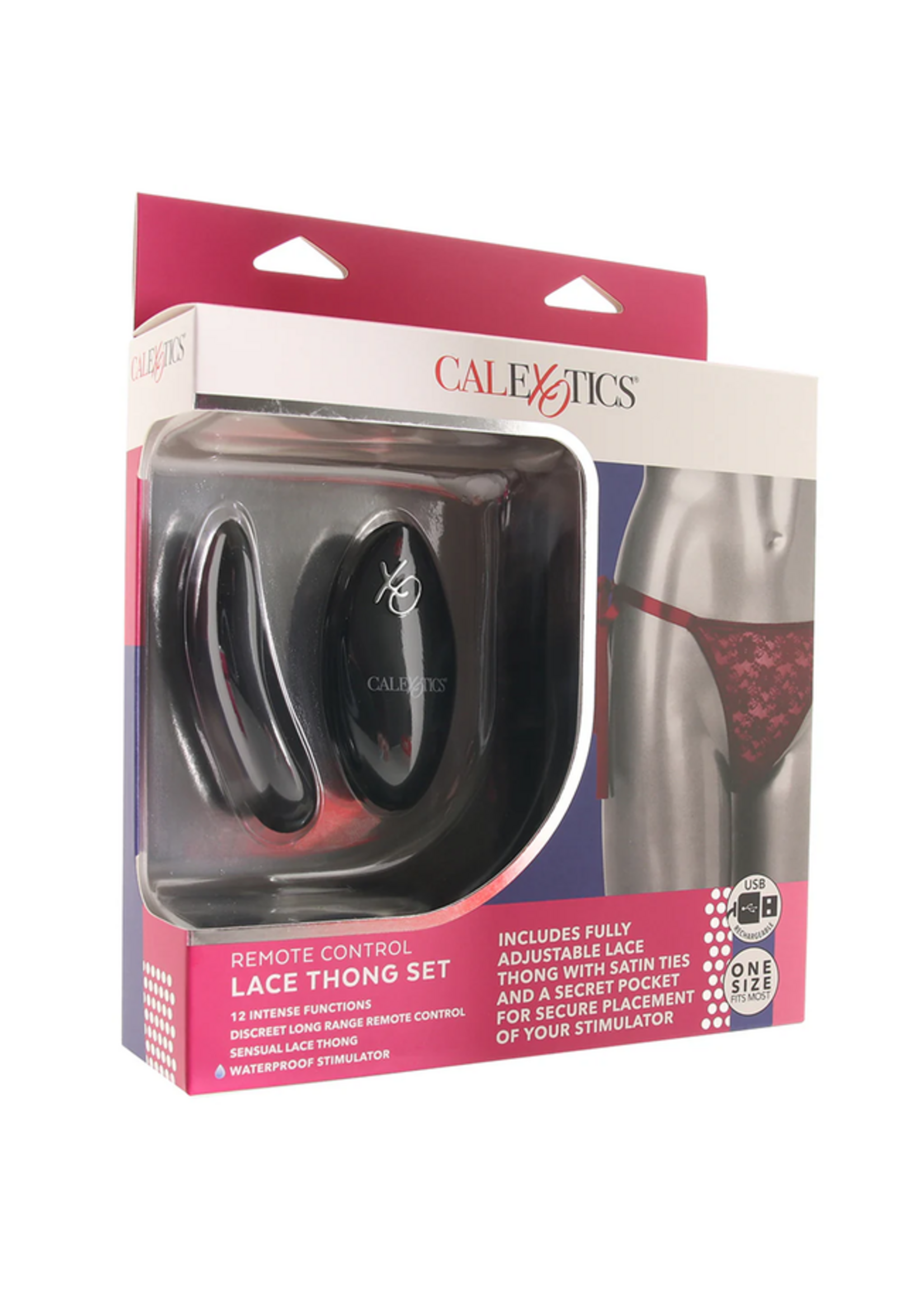 Calexotics Remote Control Burgundy Lace Thong & Vibe Set in OS