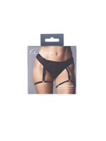 Allure Adore by Allure Double Crush Crotchless Garter Panty - Black