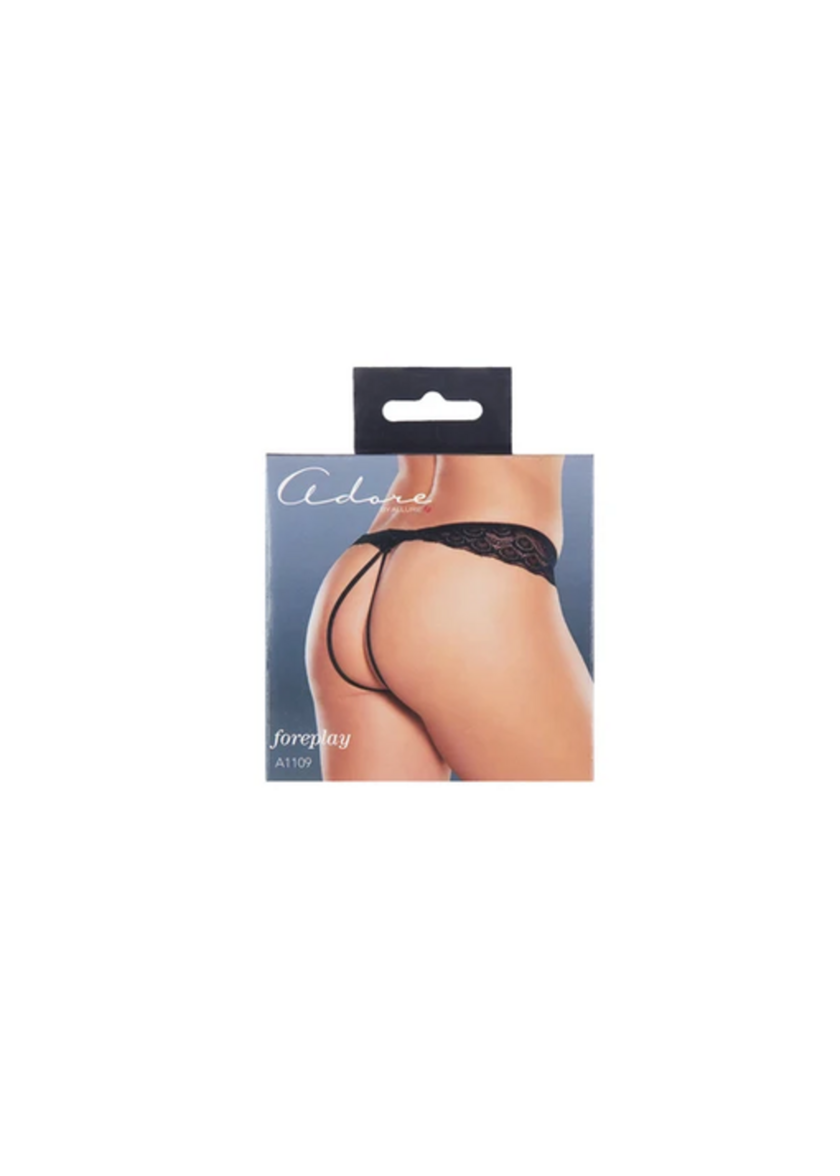 Allure Adore by Allure Foreplay Crotchless Panty - Black