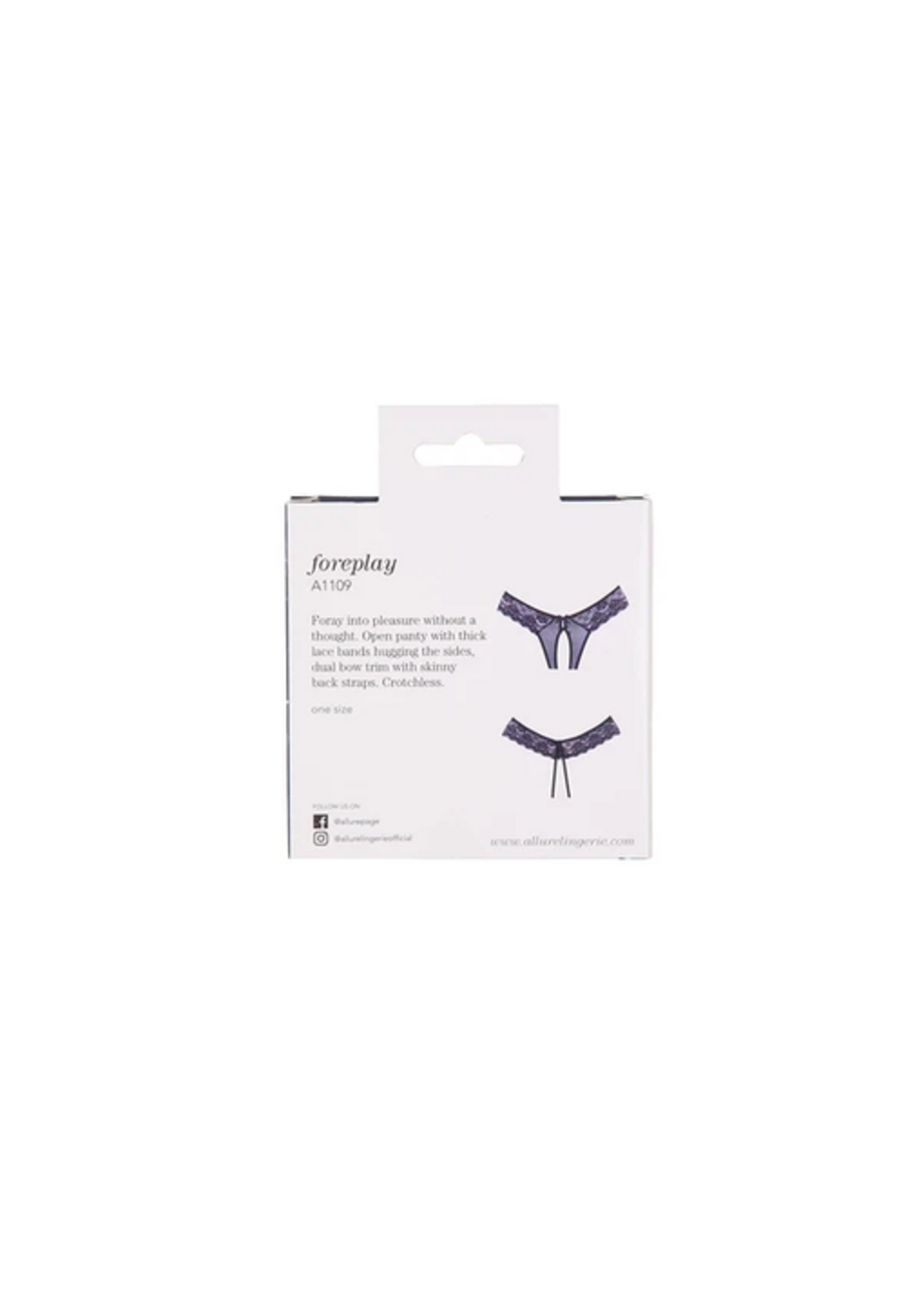 Allure Adore by Allure Foreplay Crotchless Panty - Black
