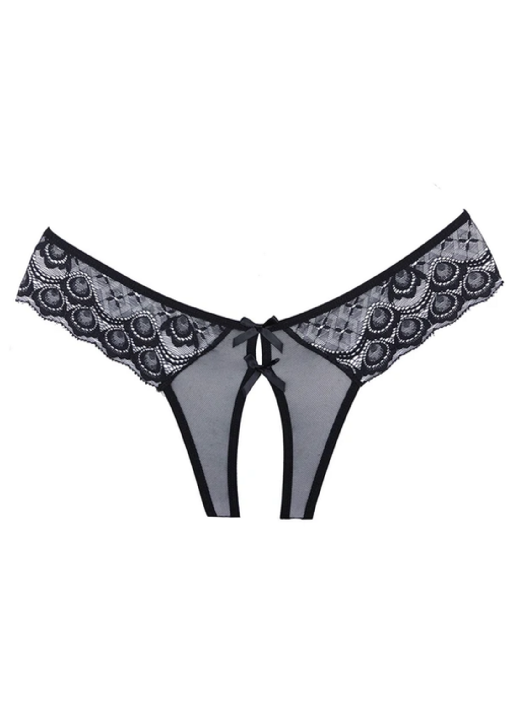 Allure Adore by Allure Foreplay Crotchless Panty - Black