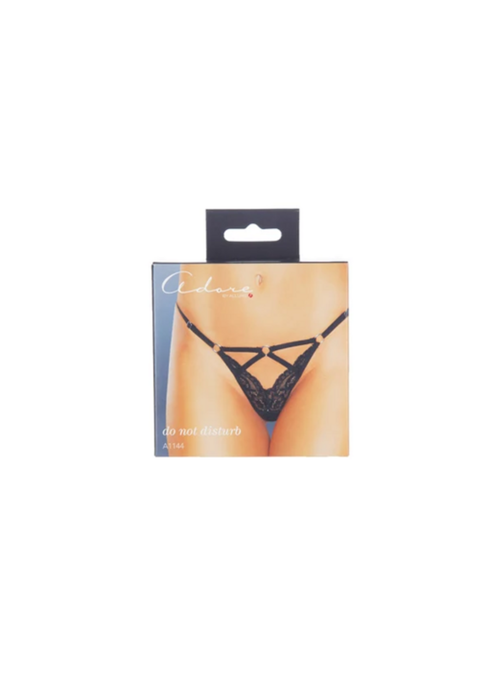 Allure Adore by Allure Do Not Disturb Lace Thong - Black