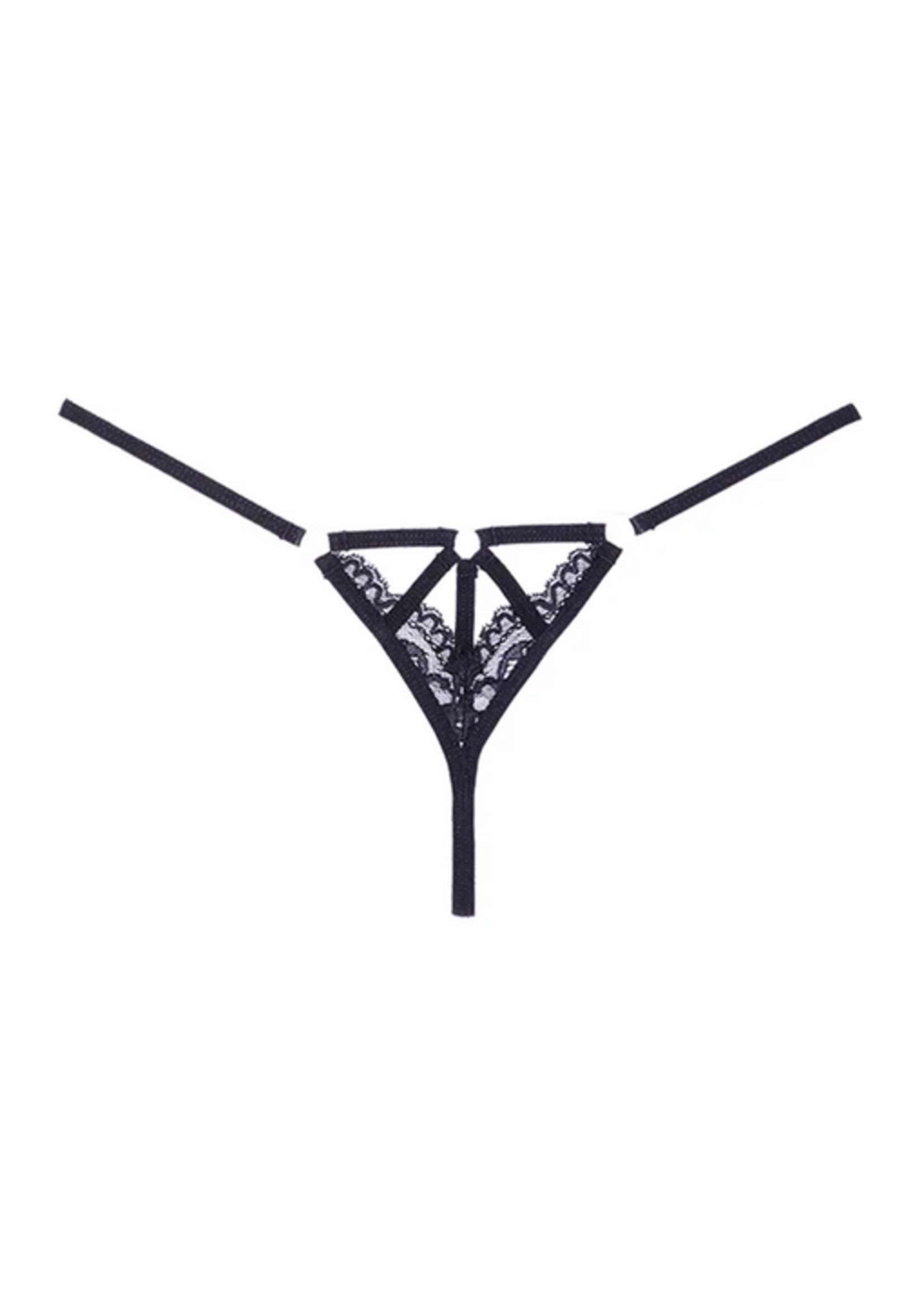 Allure Adore by Allure Do Not Disturb Lace Thong - Black