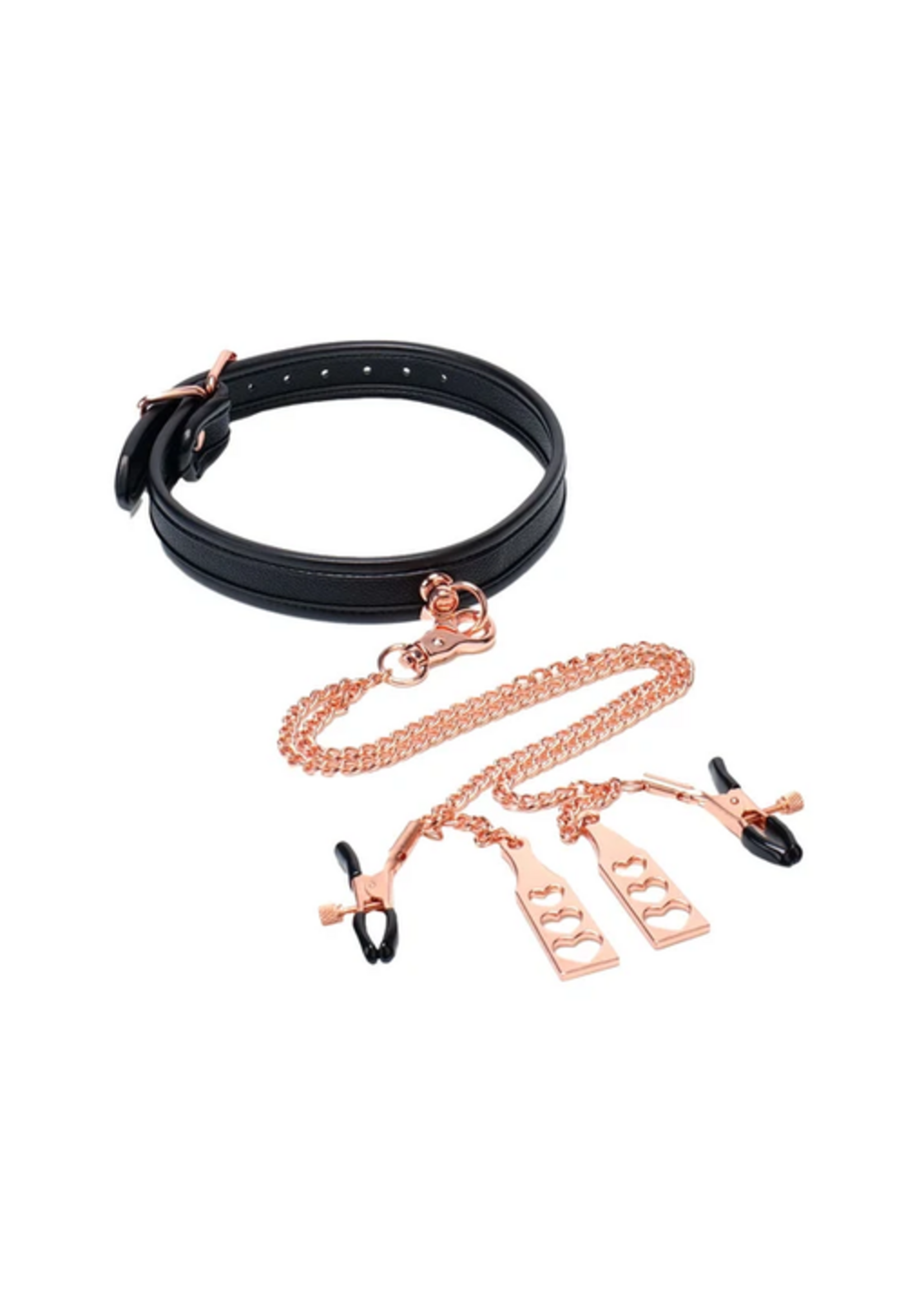 Punishment Rose Gold Choker & Nipple Clamps