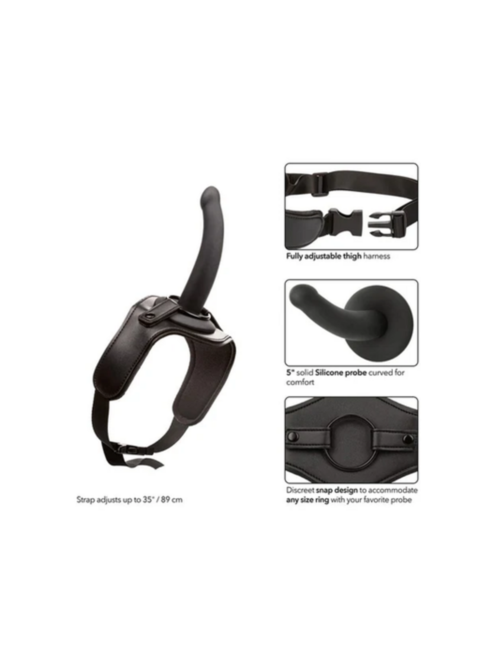 Calexotics Onyxxx Thigh Strap with Silicone Probe – Black