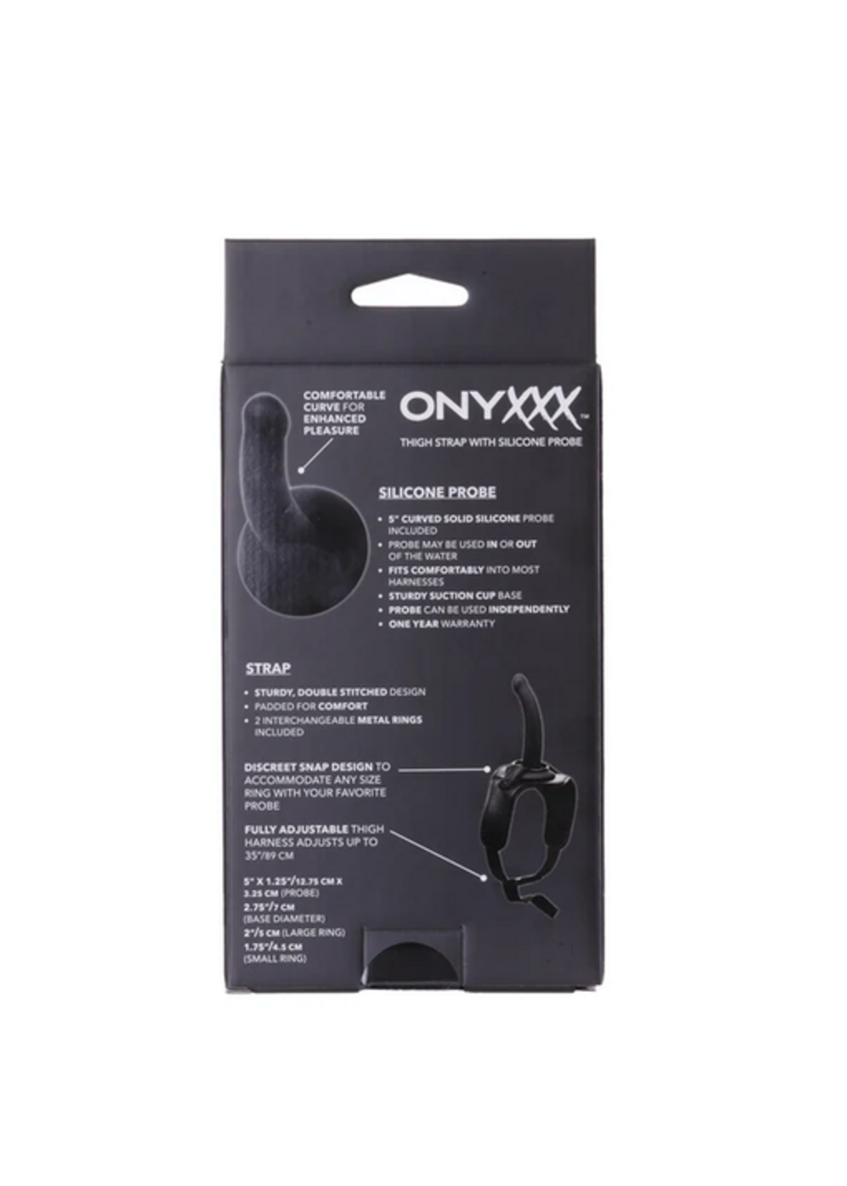 Calexotics Onyxxx Thigh Strap with Silicone Probe – Black