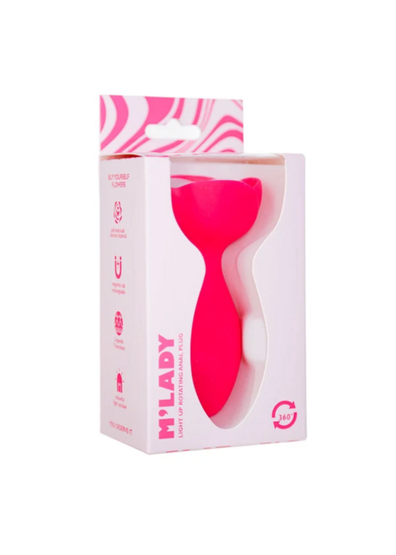 M'Lady Light Up Rotating Anal Plug - Pink