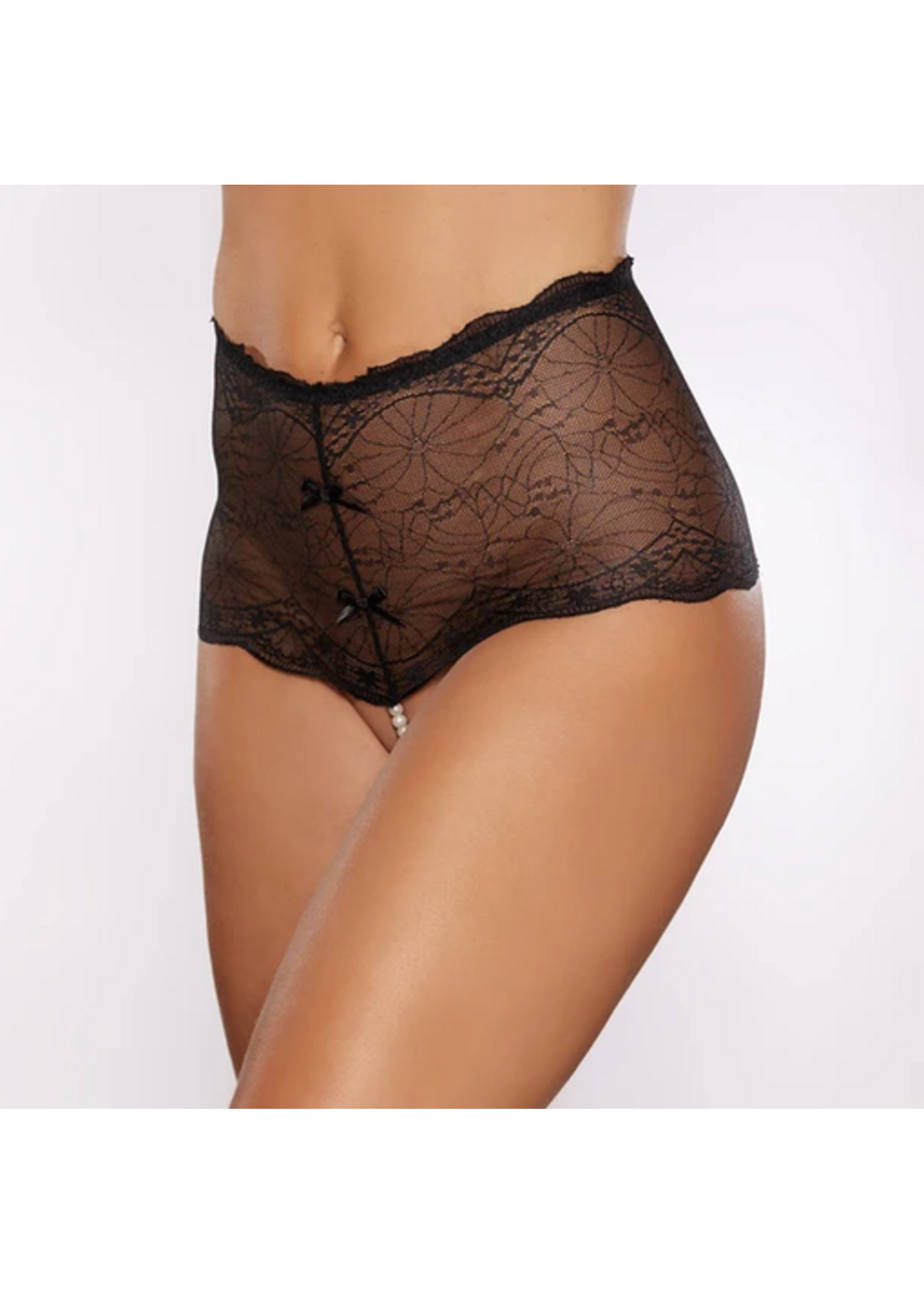 Allure Passion and Pearl Thong – Black – One Size Fits Most