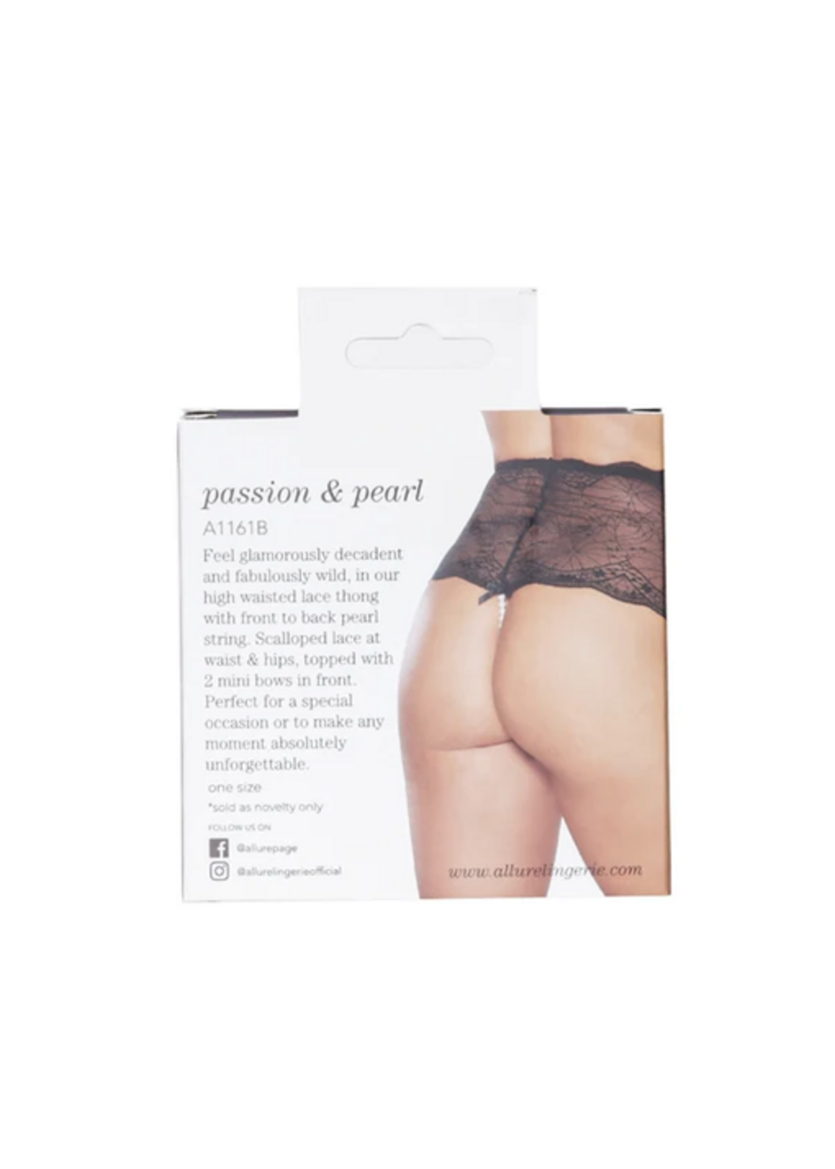 Allure Passion and Pearl Thong – Black – One Size Fits Most