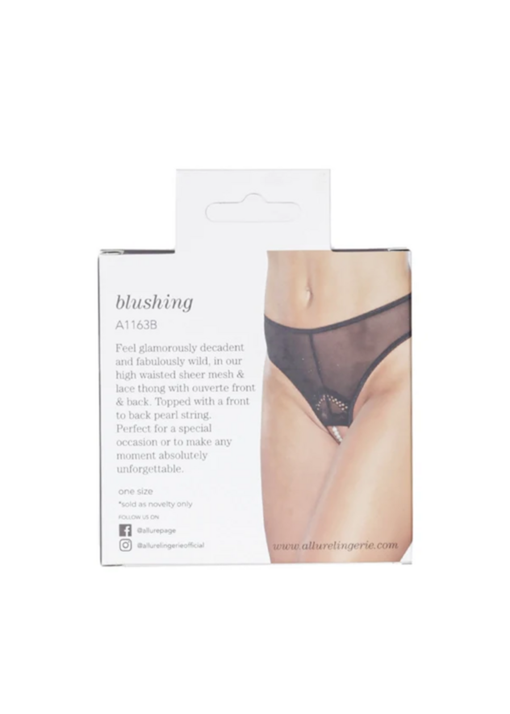 Allure Blushing Pearl Thong – Black – One Size Fits Most
