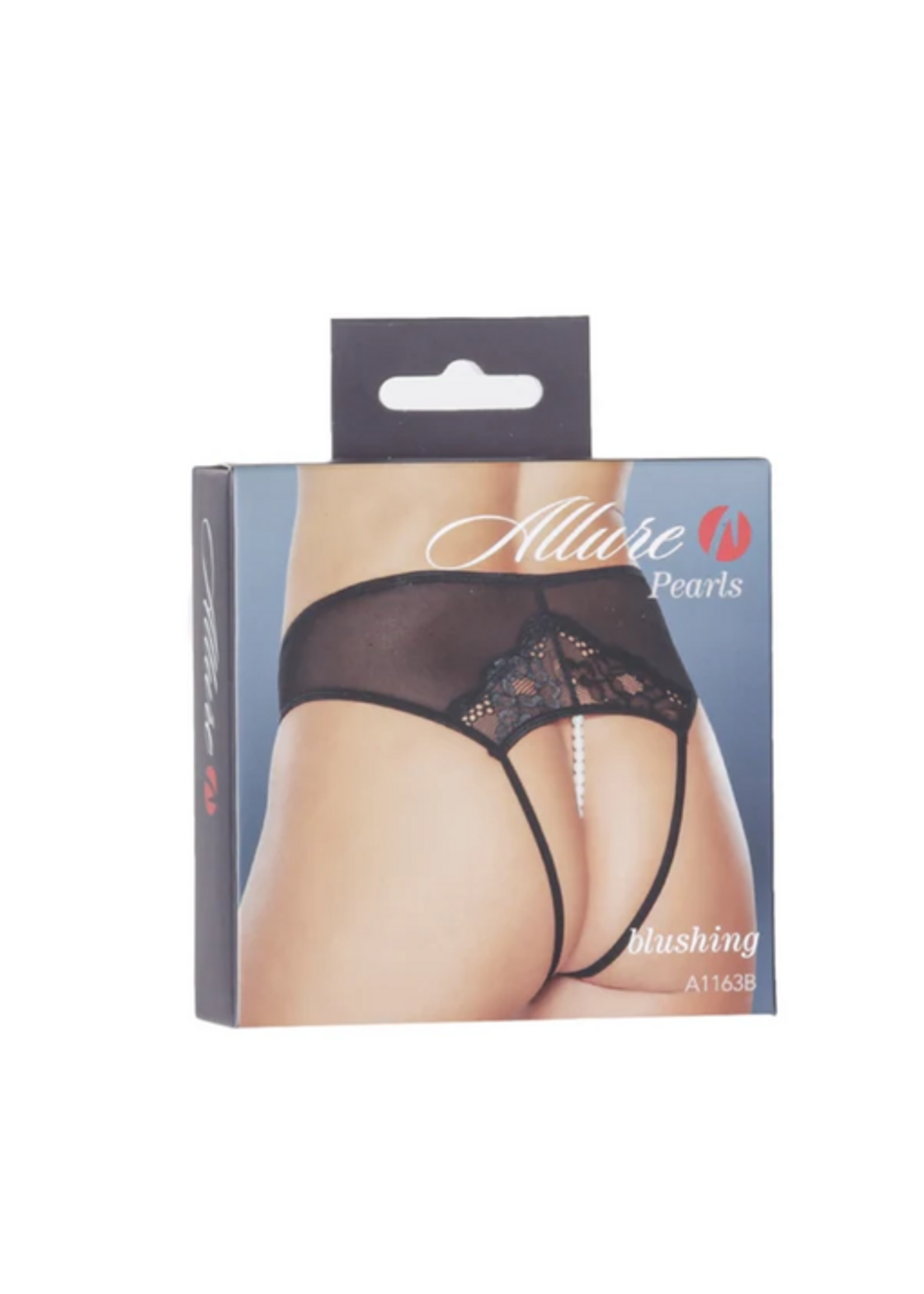 Allure Blushing Pearl Thong – Black – One Size Fits Most