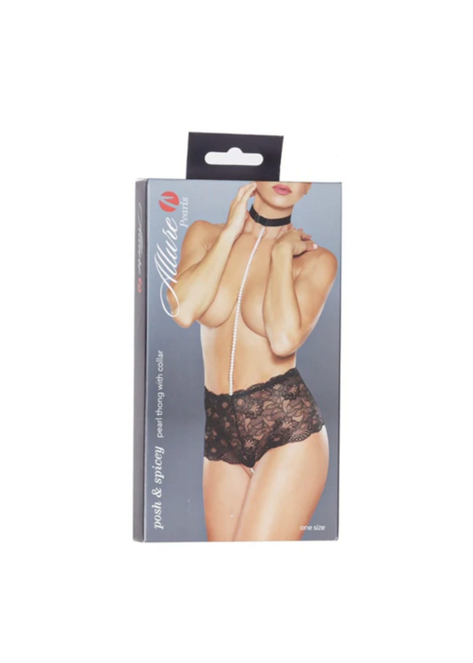Allure Posh & Spicy Pearl Thong with Halter Neck – Black