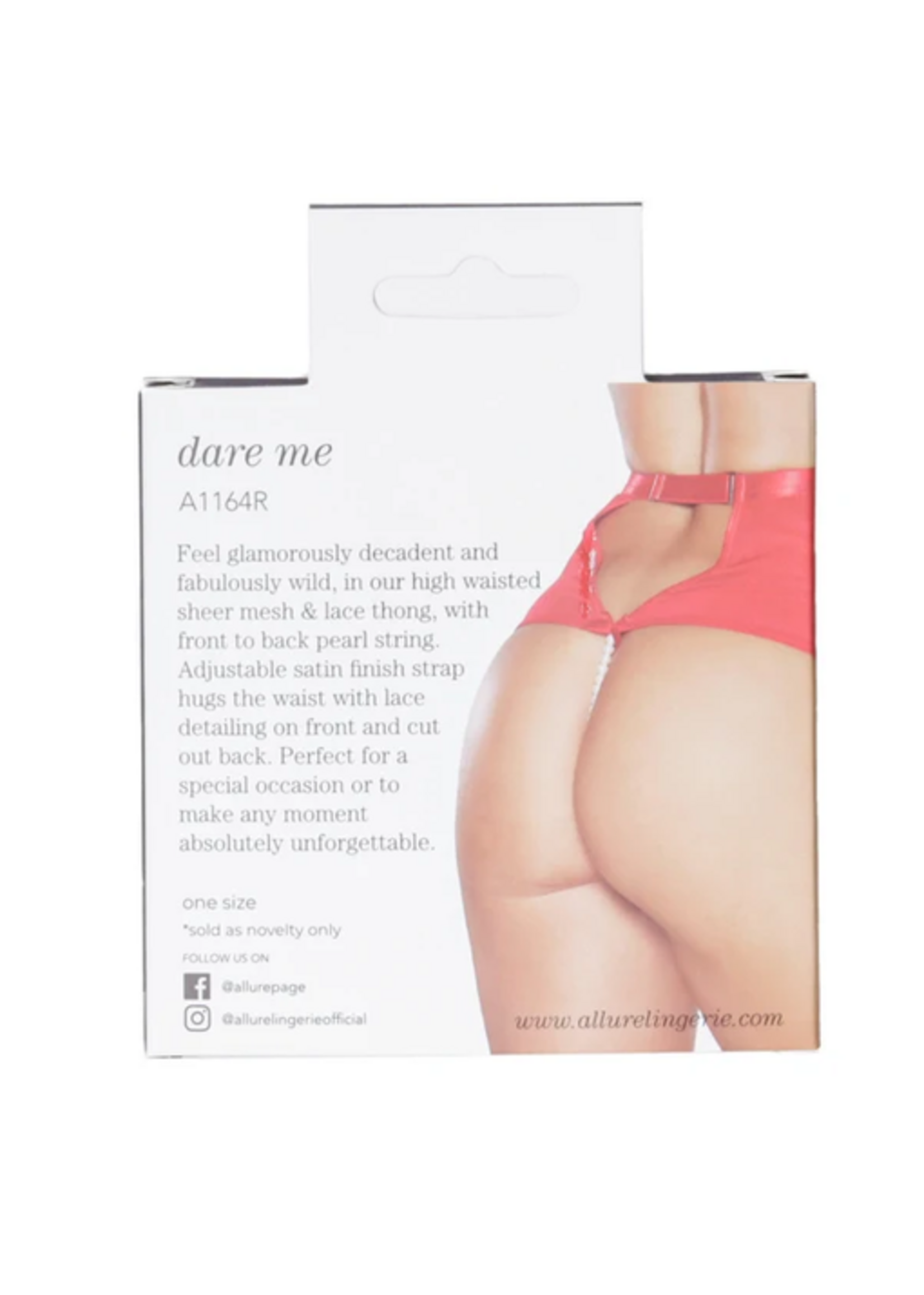 Allure Dare Me Pearl Thong– Red – One Size Fits Most