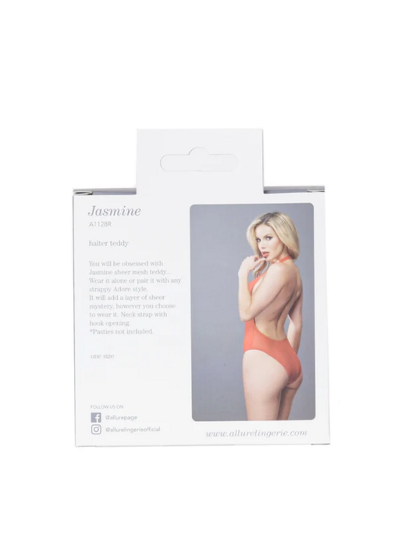 Allure Jasmine Halter Teddy – Red – One Size Fits Most